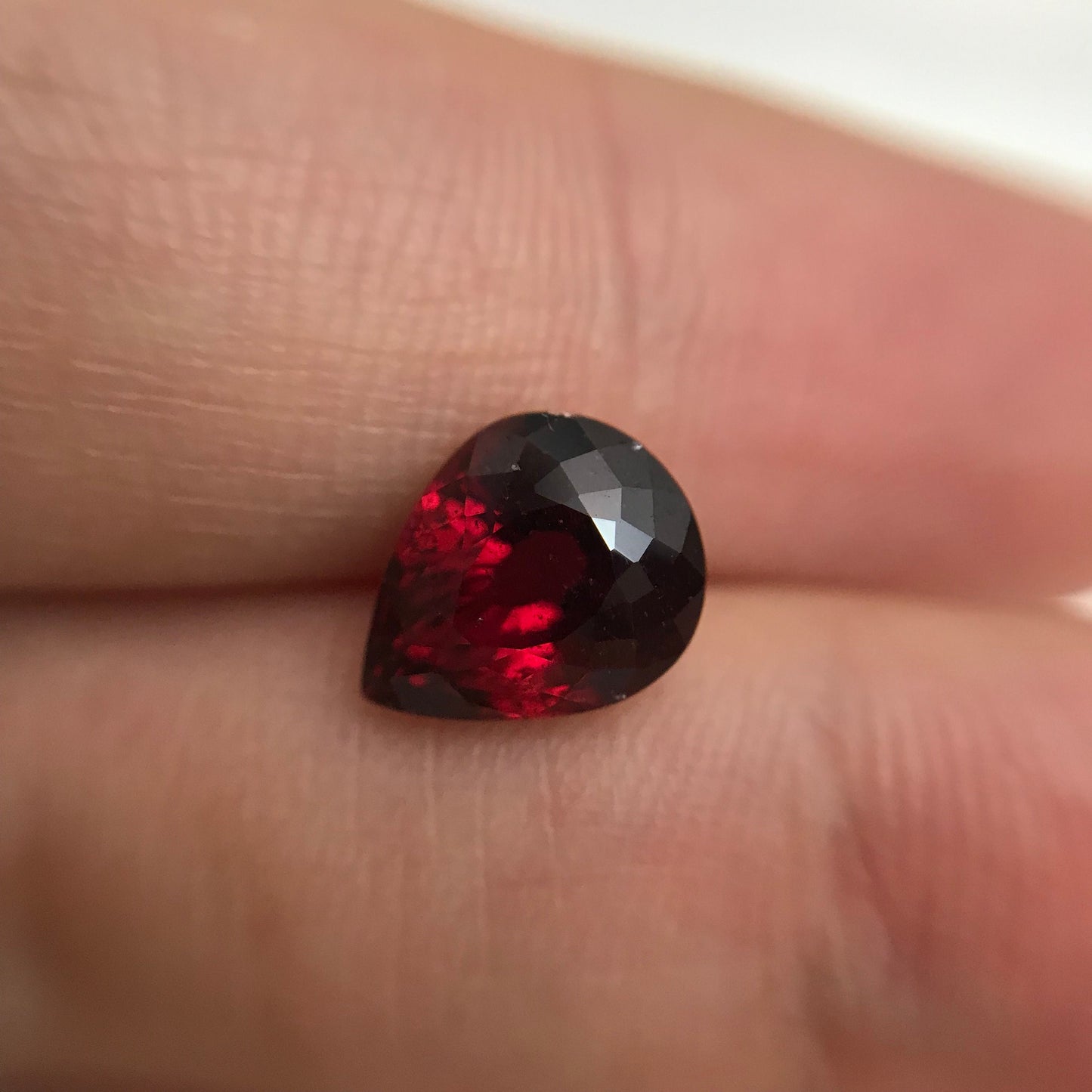 2.97 carat Natural Rhodolite Garnet, 9.5x7.7mm Pear cut Rose Red Garnet, Faceted Raspberry Garnet, Deep Purplish Red, 9.5x7.5mm