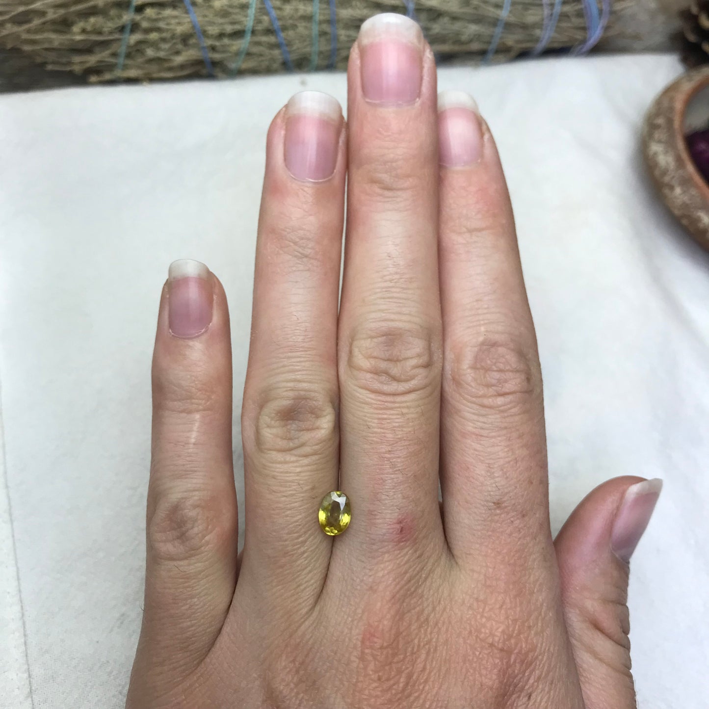 7x5mm Yellow Sphene, 0.89 Ct, Oval Cut, Rainbow Fire, Natural Madagascar Sphene, Faceted Loose Titanite