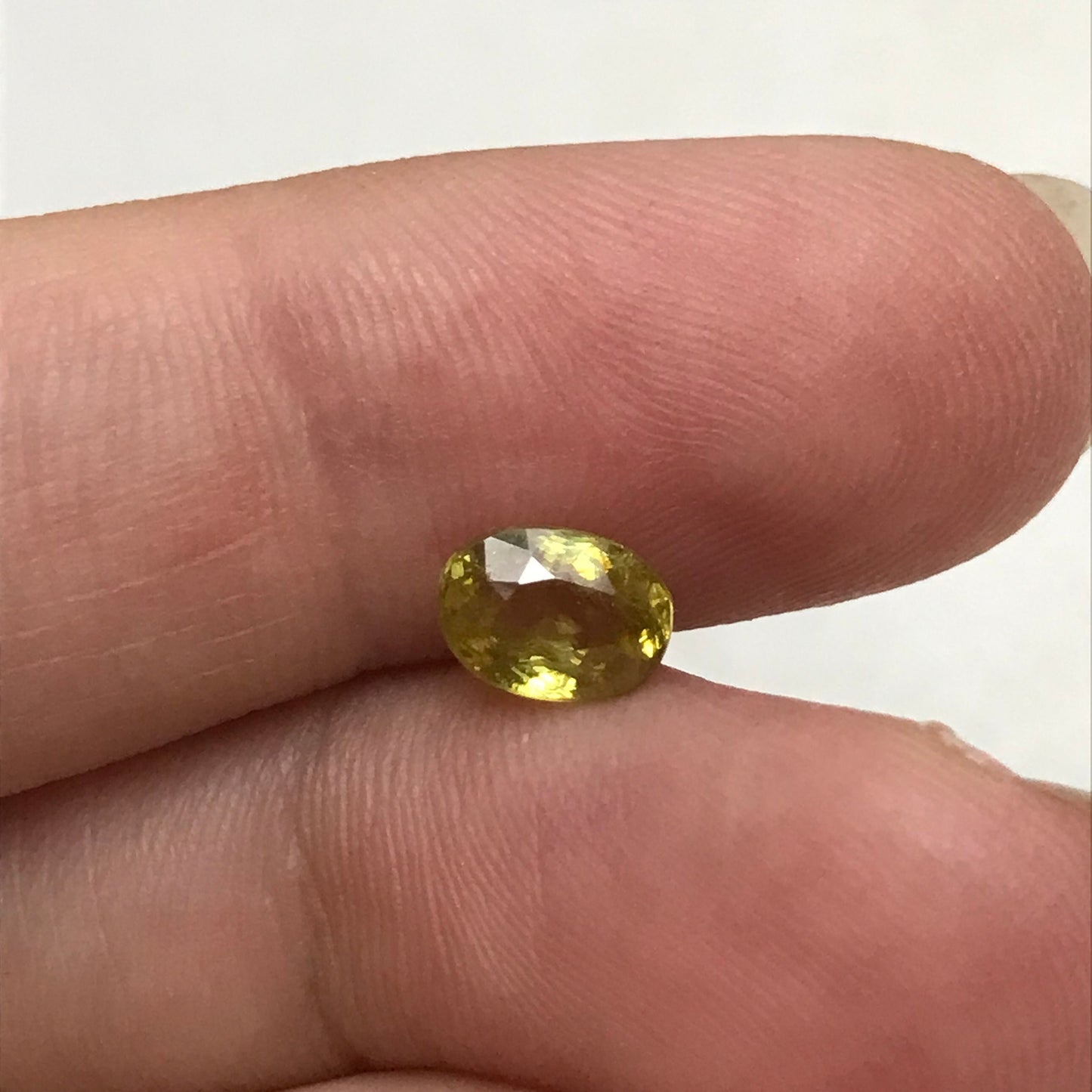 7x5mm Yellow Sphene, 0.89 Ct, Oval Cut, Rainbow Fire, Natural Madagascar Sphene, Faceted Loose Titanite
