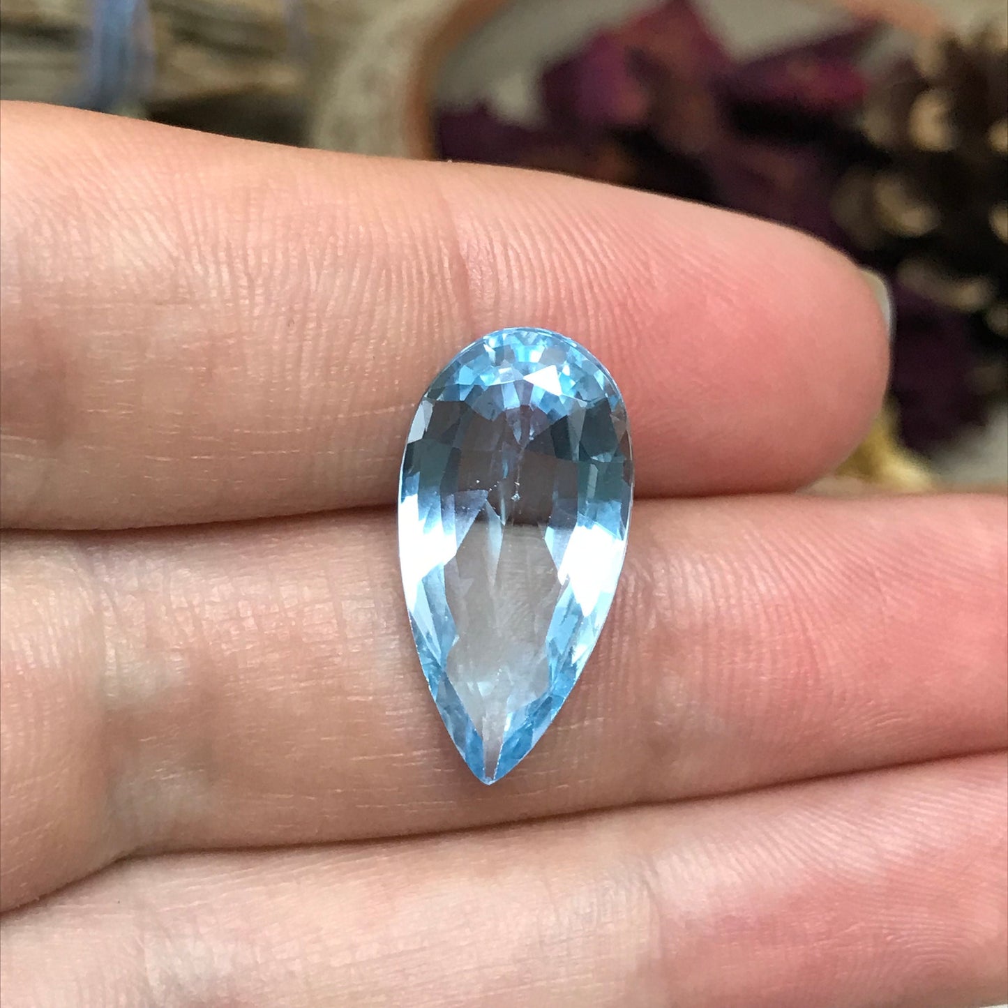 8.88 Carat Blue Topaz 20x10mm Long Pear Cut Loose Gem, Faceted Light Blue Topaz, Natural Topaz, December Birthstone, Sky Blue Topaz