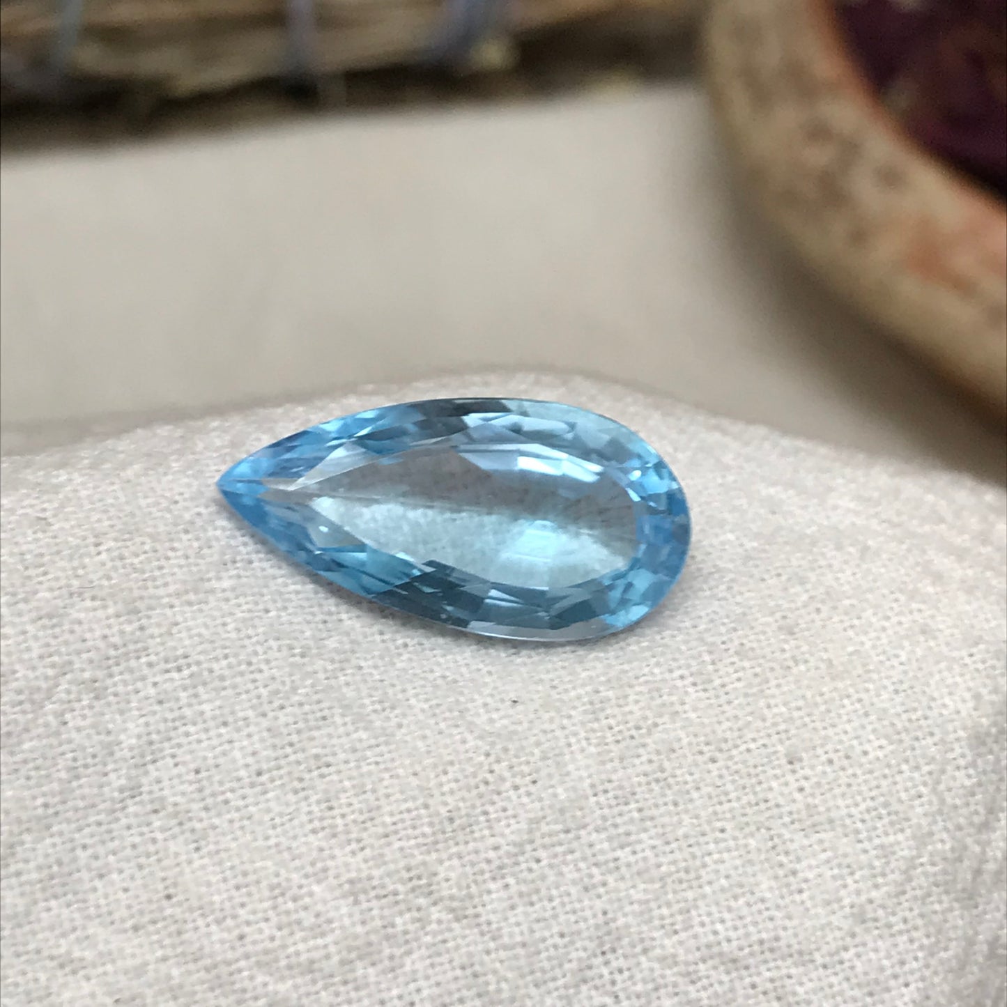 8.88 Carat Blue Topaz 20x10mm Long Pear Cut Loose Gem, Faceted Light Blue Topaz, Natural Topaz, December Birthstone, Sky Blue Topaz
