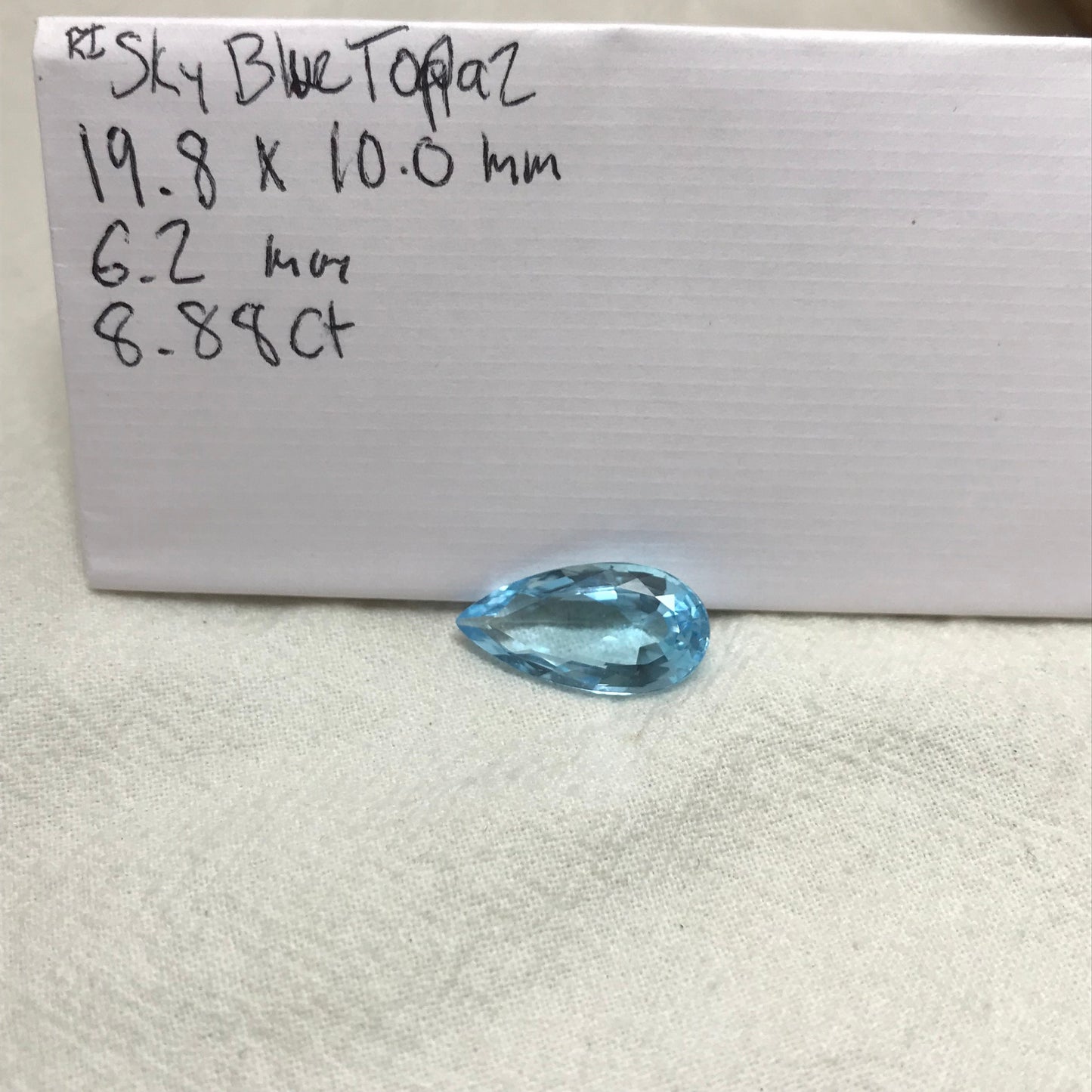 8.88 Carat Blue Topaz 20x10mm Long Pear Cut Loose Gem, Faceted Light Blue Topaz, Natural Topaz, December Birthstone, Sky Blue Topaz