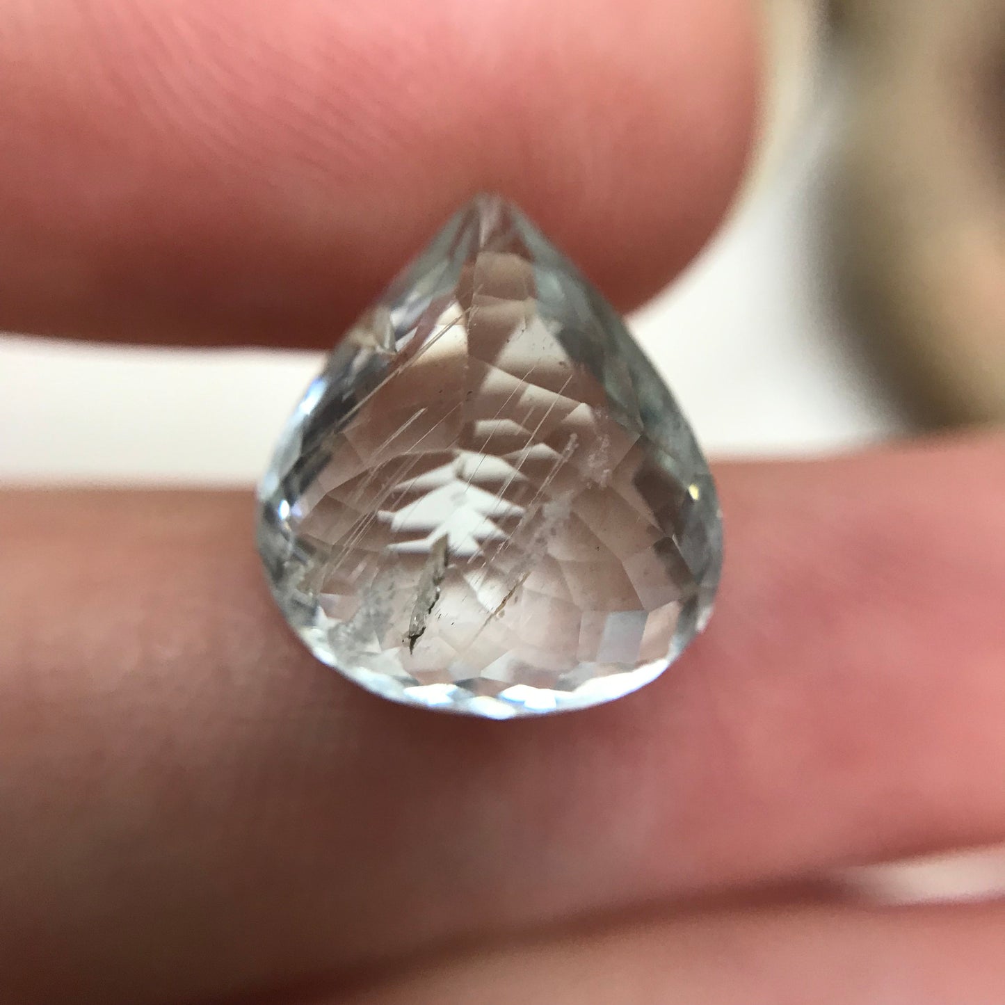 5.50 carat Aquamarine Approx. 13x12mm Fat Pear Cut, Natural Included Aquamarine, Faceted Loose Gem,