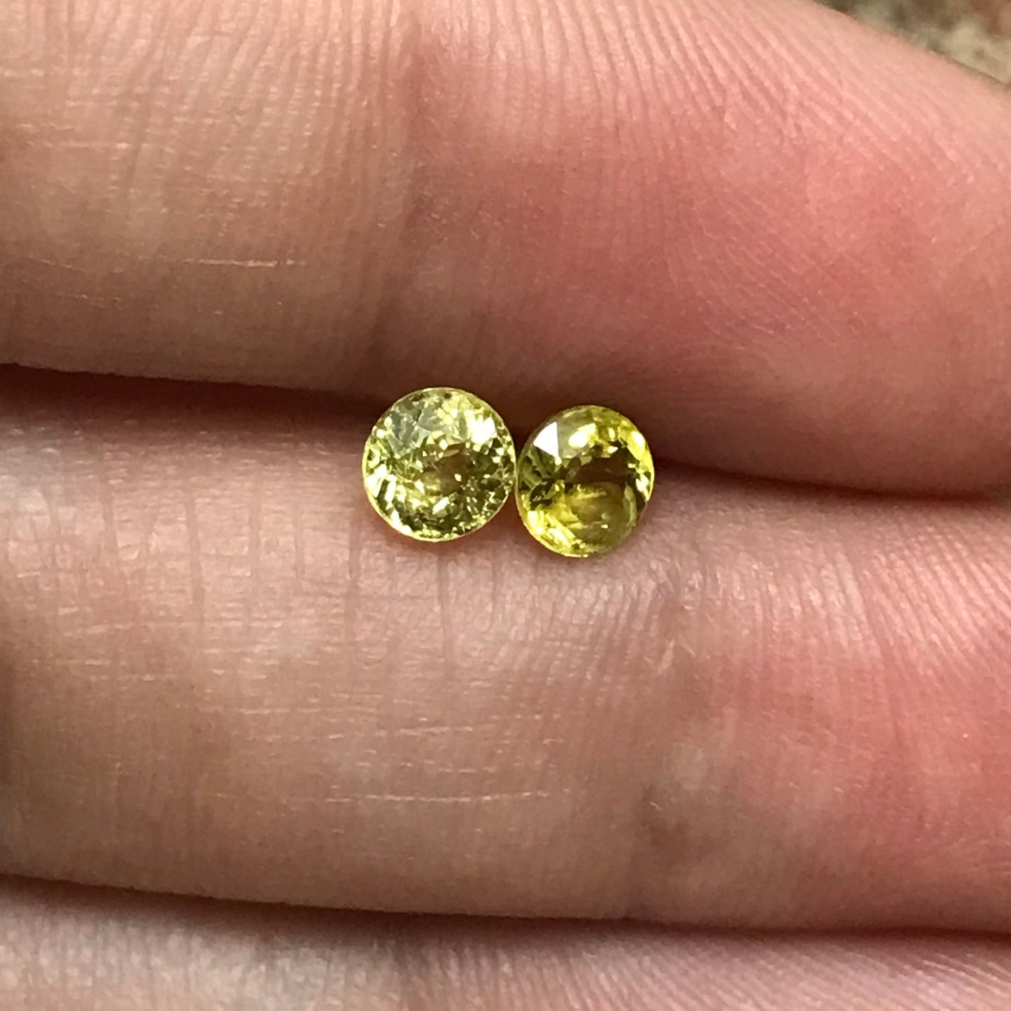 2 Natural Yellow Grossular Garnets 4.5mm 1 Carat Total, Round Faceted Gemstone Loose Gem, Yellow Garnet, Hessonite Garnet