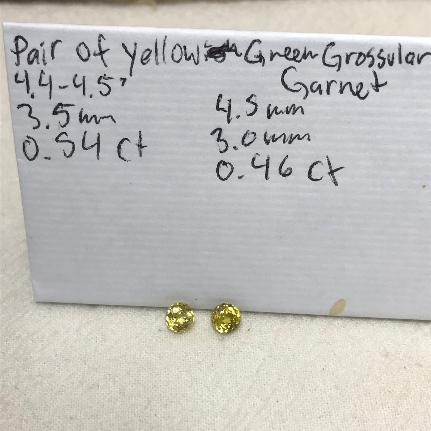 2 Natural Yellow Grossular Garnets 4.5mm 1 Carat Total, Round Faceted Gemstone Loose Gem, Yellow Garnet, Hessonite Garnet