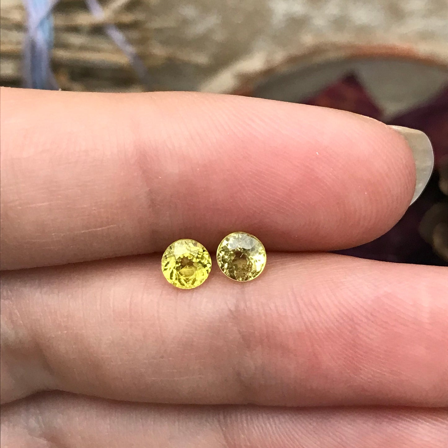 2 Natural Yellow Grossular Garnets 4.5mm 1 Carat Total, Round Faceted Gemstone Loose Gem, Yellow Garnet, Hessonite Garnet
