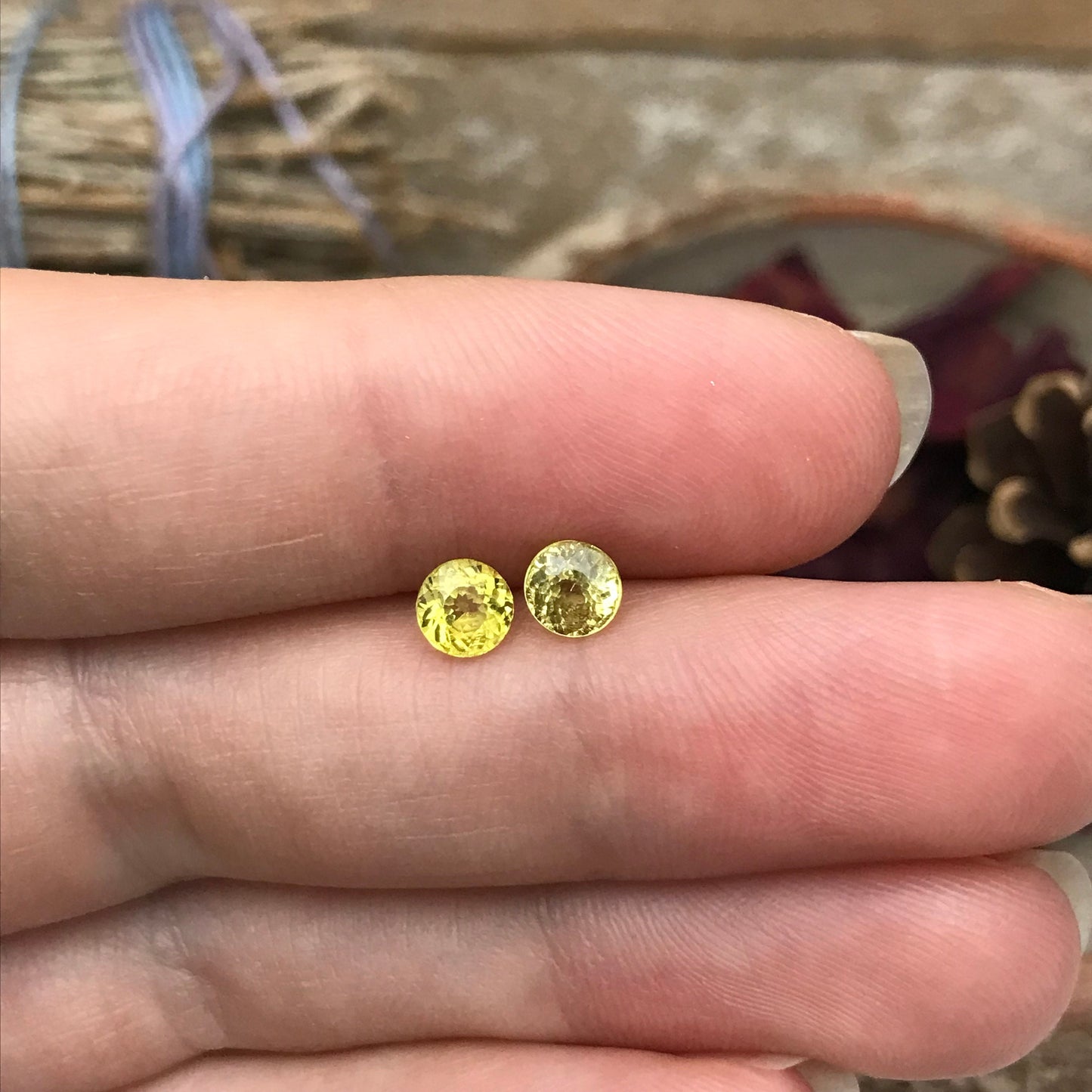 2 Natural Yellow Grossular Garnets 4.5mm 1 Carat Total, Round Faceted Gemstone Loose Gem, Yellow Garnet, Hessonite Garnet