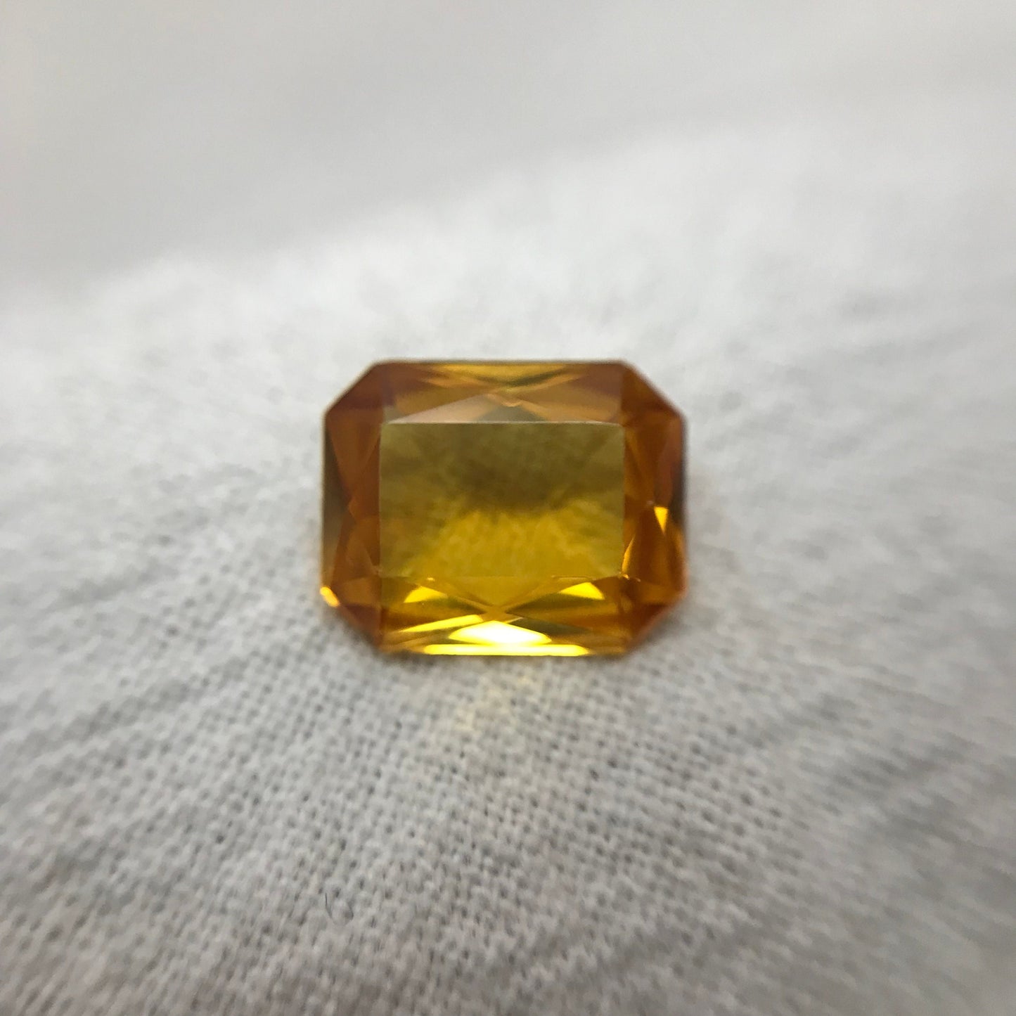 Orangey Yellow Lab Sapphire 3 Carat 10x8mm Rectangle Cut, Unmounted Faceted Loose Gemstones Synthetic Corundum