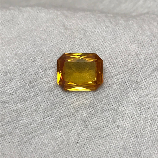 Orangey Yellow Lab Sapphire 3 Carat 10x8mm Rectangle Cut, Unmounted Faceted Loose Gemstones Synthetic Corundum