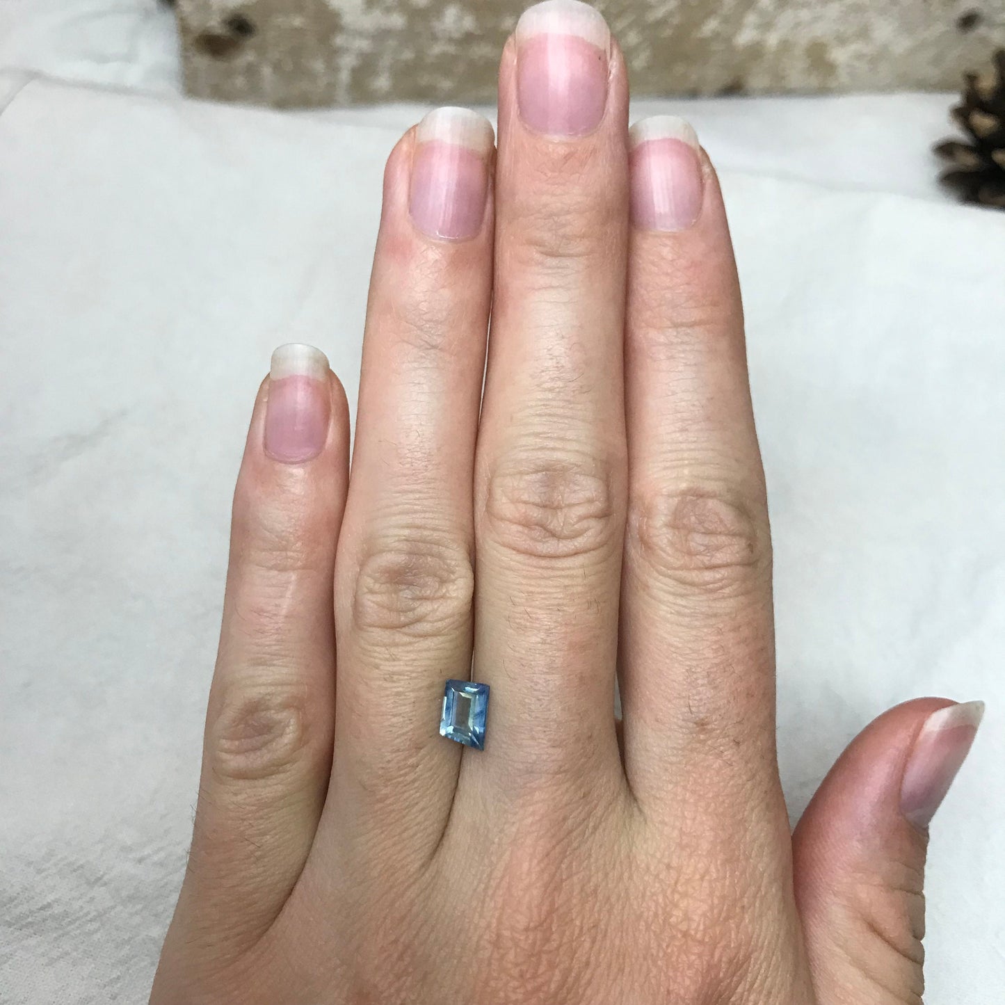 7x5mm Natural Light Blue Whistle Cut Sapphire 1.20 carat Loose Faceted Gemstone Bi-Color Light/Medium Blue Sapphire