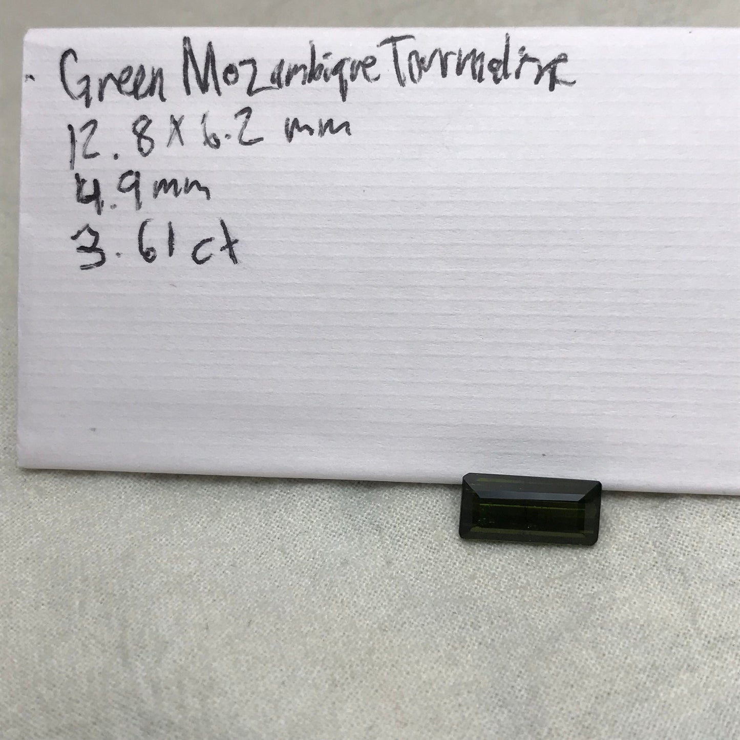 13x6mm Natural Deep Green Tourmaline 3.61 carat, Rectangle Long Octagon Cut Faceted Loose Olive Green Gem Gemstone, 12.8x6.2