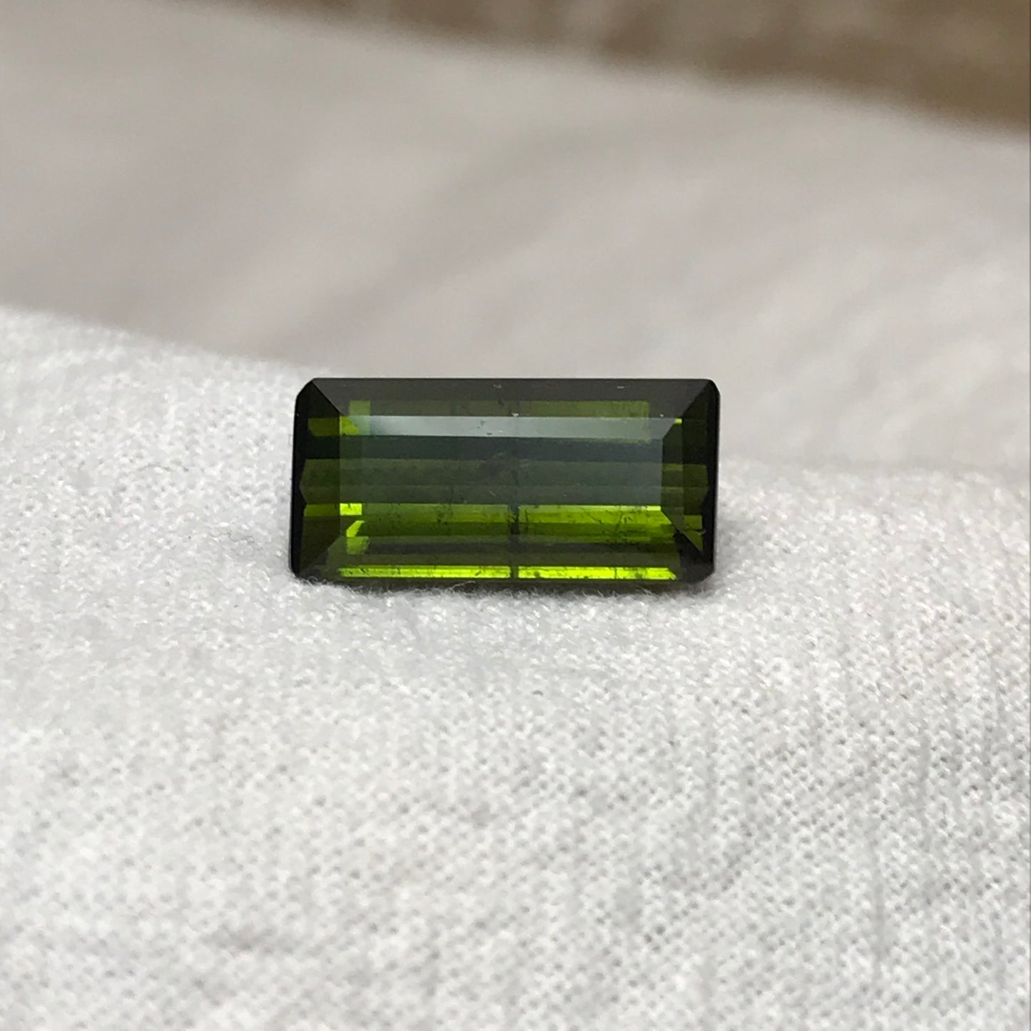 13x6mm Natural Deep Green Tourmaline 3.61 carat, Rectangle Long Octagon Cut Faceted Loose Olive Green Gem Gemstone, 12.8x6.2