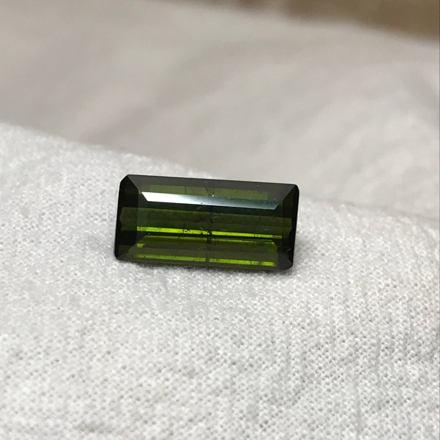 13x6mm Natural Deep Green Tourmaline 3.61 carat, Rectangle Long Octagon Cut Faceted Loose Olive Green Gem Gemstone, 12.8x6.2