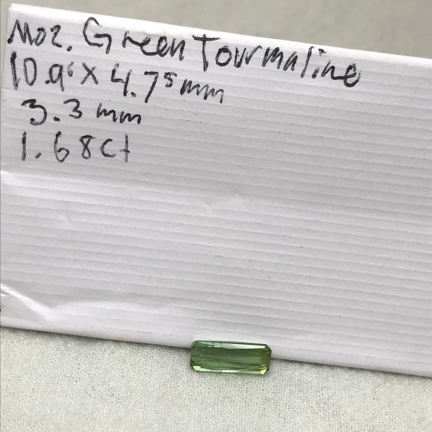 1.68 Ct Natural Green Tourmaline Rectangle Scissor Cut 11x4.7mm Faceted Loose Unmounted Gem Gemstone Earth Mined Genuine