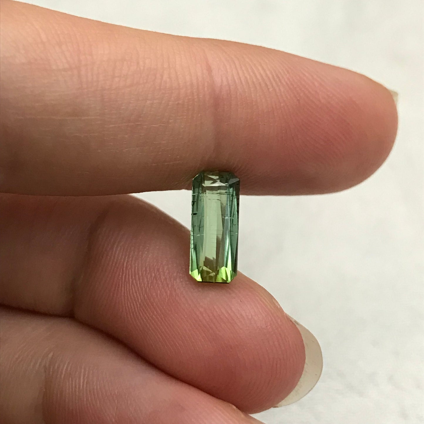 1.68 Ct Natural Green Tourmaline Rectangle Scissor Cut 11x4.7mm Faceted Loose Unmounted Gem Gemstone Earth Mined Genuine
