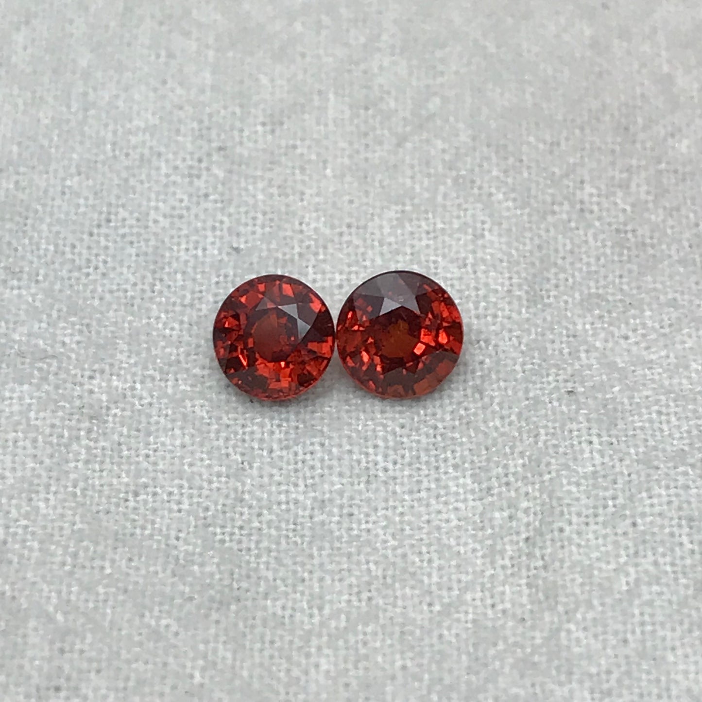 Pair of 5.5mm Natural Mandarin Spessartite Garnet, 1 carat Round Faceted Orange Red Gemstones, 1.95 TCW, Loose Gems, Red Orange Garnet