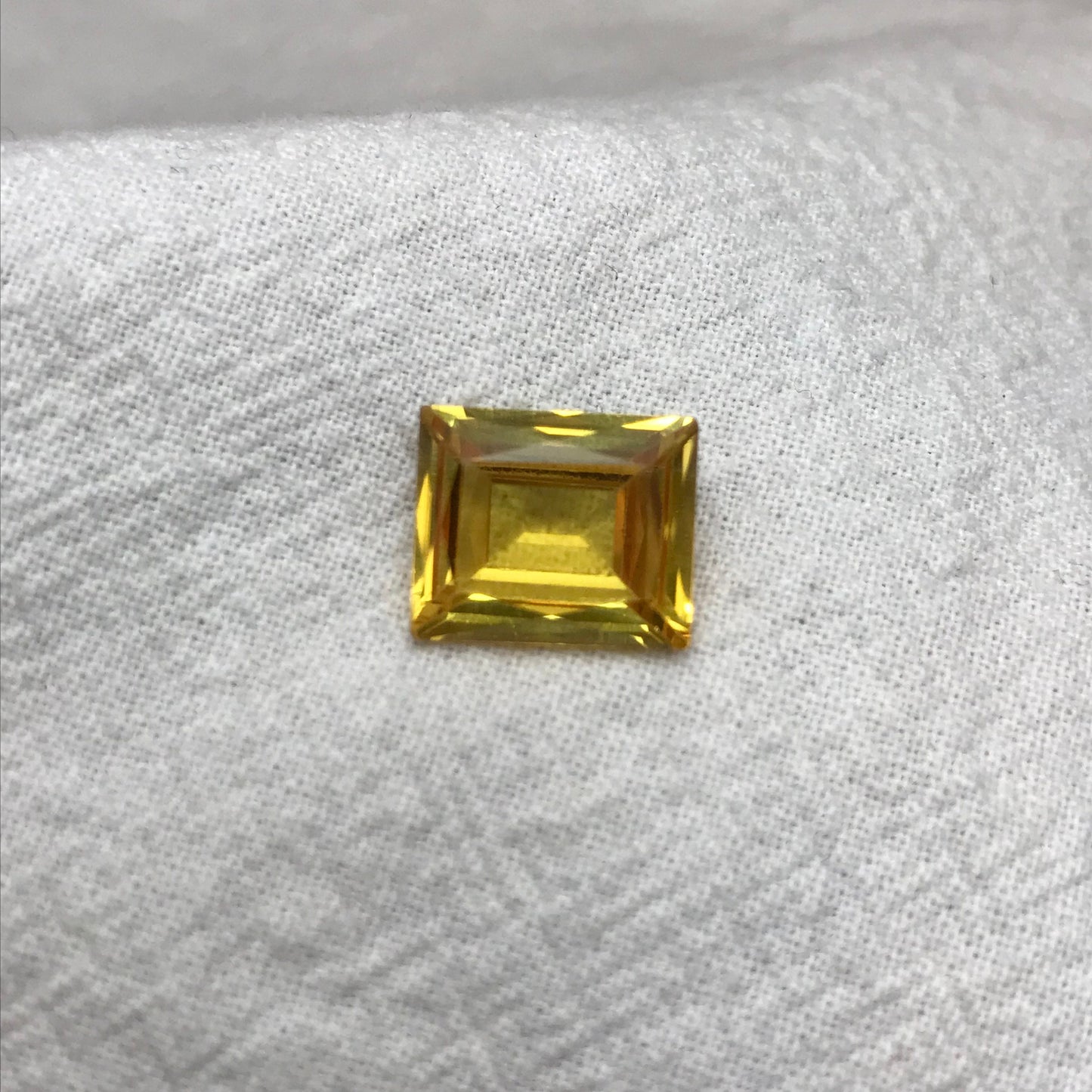 12x10mm Yellow Lab Sapphire Rectangle Cut 6.80 Carat Gem Loose Gemstone, Faceted Recycled/Reclaimed Lab Created Man Made Synthetic Corundum