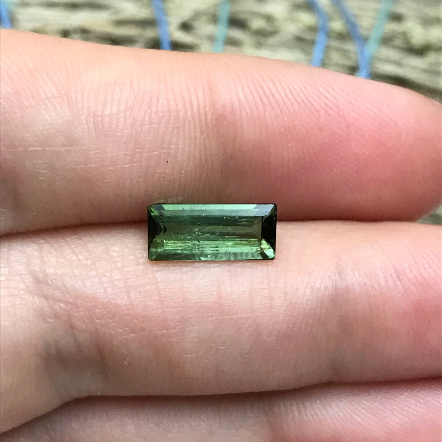 1.64 carat Natural Green Tourmaline 11x5mm Baguette Rectangle Cut Faceted Loose Gemstone, Earth Mined