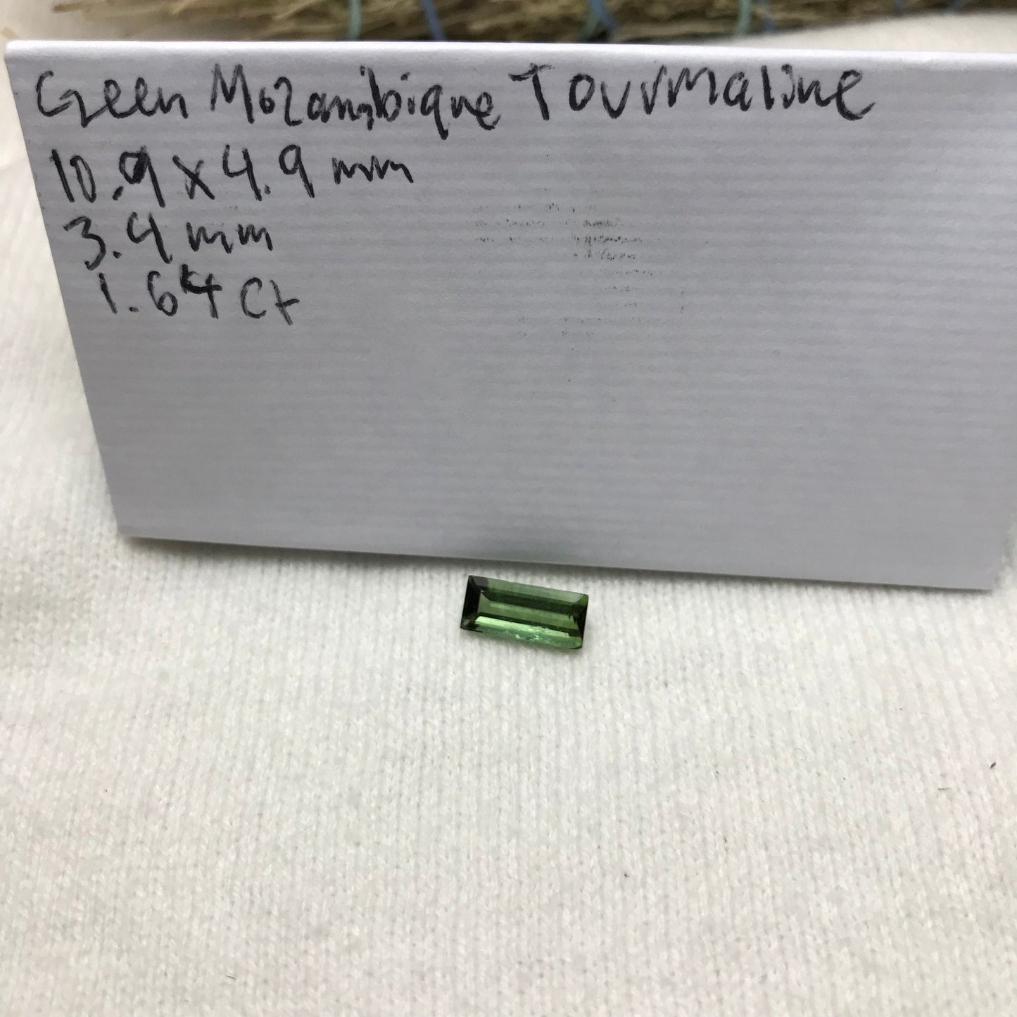 1.64 carat Natural Green Tourmaline 11x5mm Baguette Rectangle Cut Faceted Loose Gemstone, Earth Mined