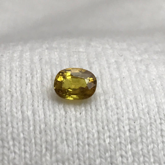 Natural Yellow Sapphire 1.26 carat 6.8x5.2mm Oval Cut Beryllium Treated Sapphire, Faceted Loose Gemstone, BE Treated