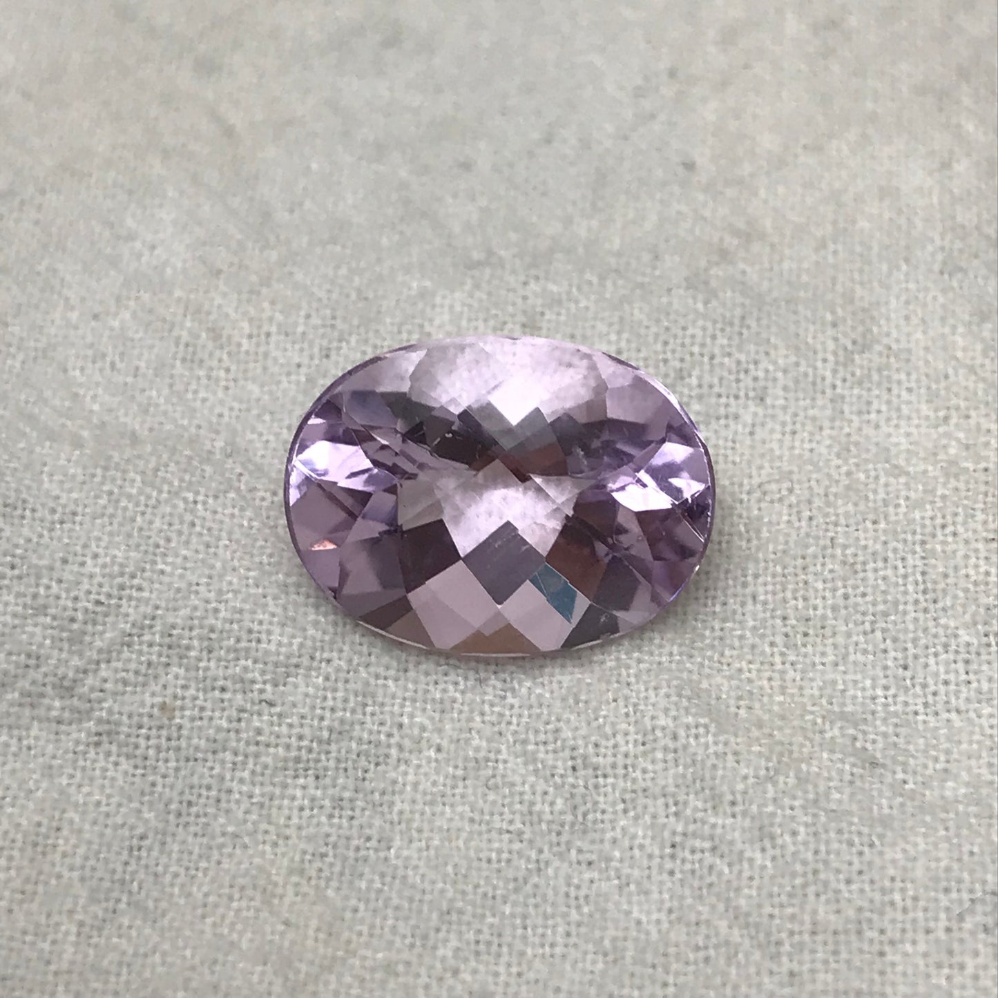 16x12mm Light Purple Amethyst, Checker Oval, 8.34 carat Loose Gem Reclaimed/Recycled Faceted Gemstone, February Birthstone