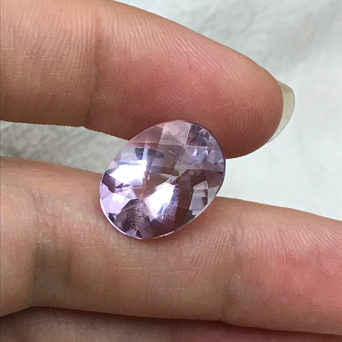 16x12mm Light Purple Amethyst, Checker Oval, 8.34 carat Loose Gem Reclaimed/Recycled Faceted Gemstone, February Birthstone