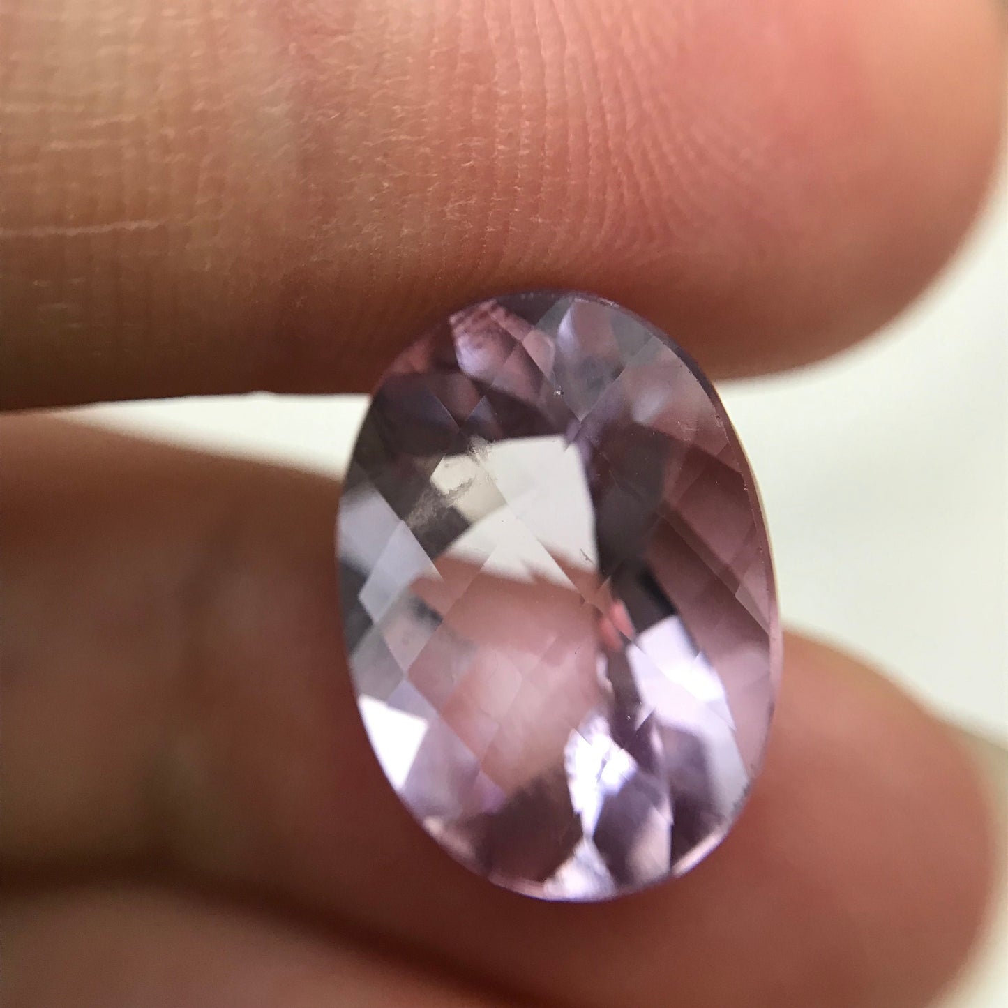 16x12mm Light Purple Amethyst, Checker Oval, 8.34 carat Loose Gem Reclaimed/Recycled Faceted Gemstone, February Birthstone