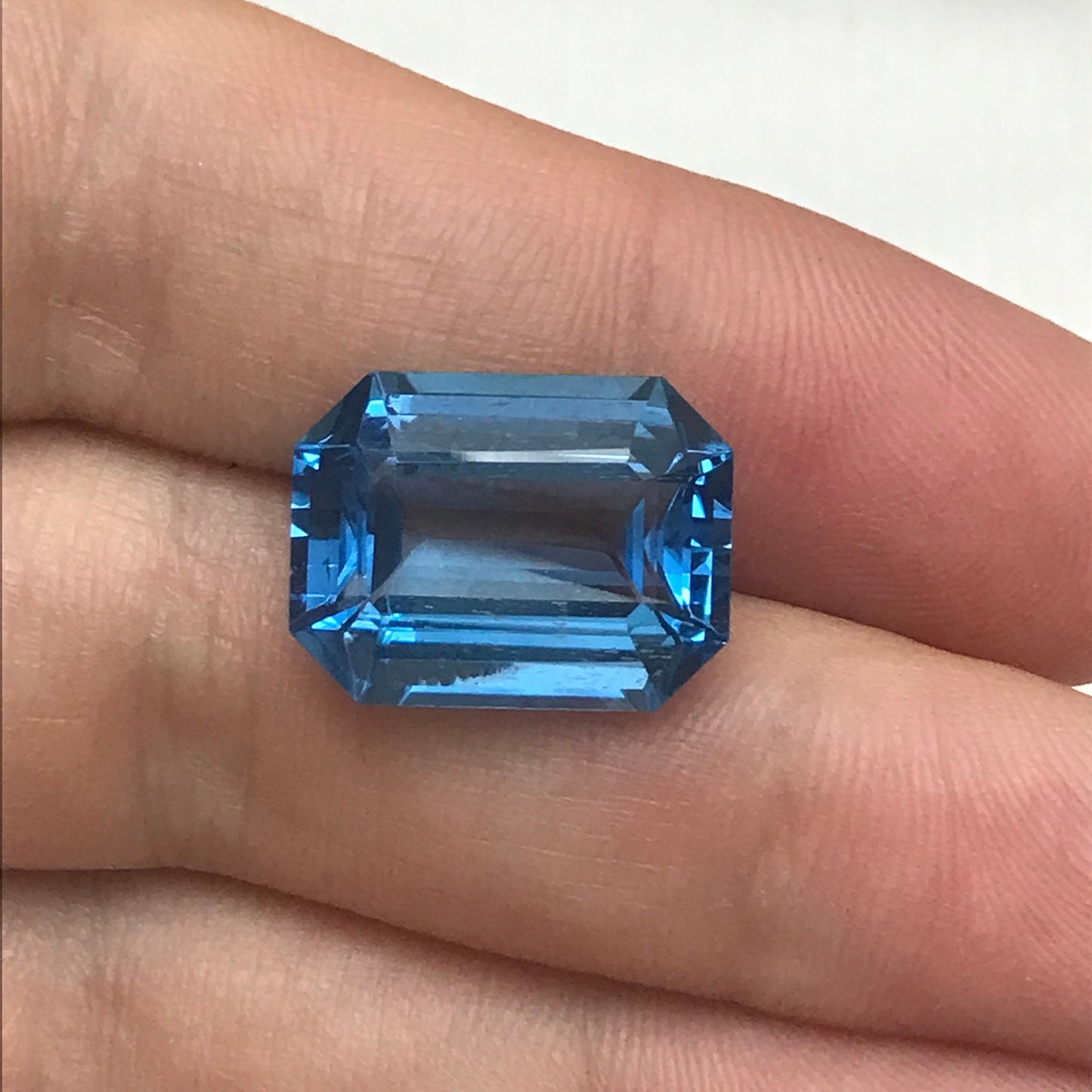 16x12mm Blue Topaz 14.47 Ct, Emerald Cut Loose Real Topaz, Reclaimed Faceted Gemstone, December Birthstone,