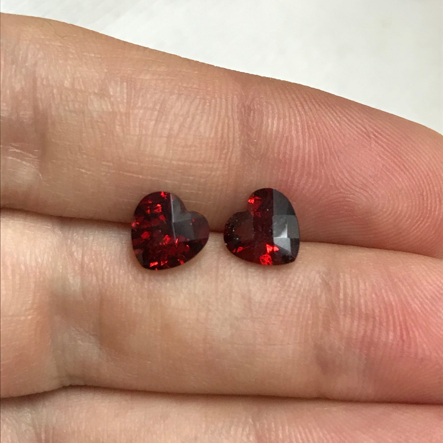 One-7mm Red Garnet Checkerboard Heart Cut, Approx 1.41-1.62 carat, Faceted Loose Gemstone, One- Reclaimed Gem