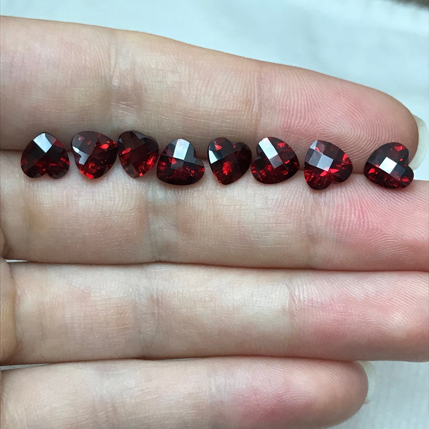 One-7mm Red Garnet Checkerboard Heart Cut, Approx 1.41-1.62 carat, Faceted Loose Gemstone, One- Reclaimed Gem