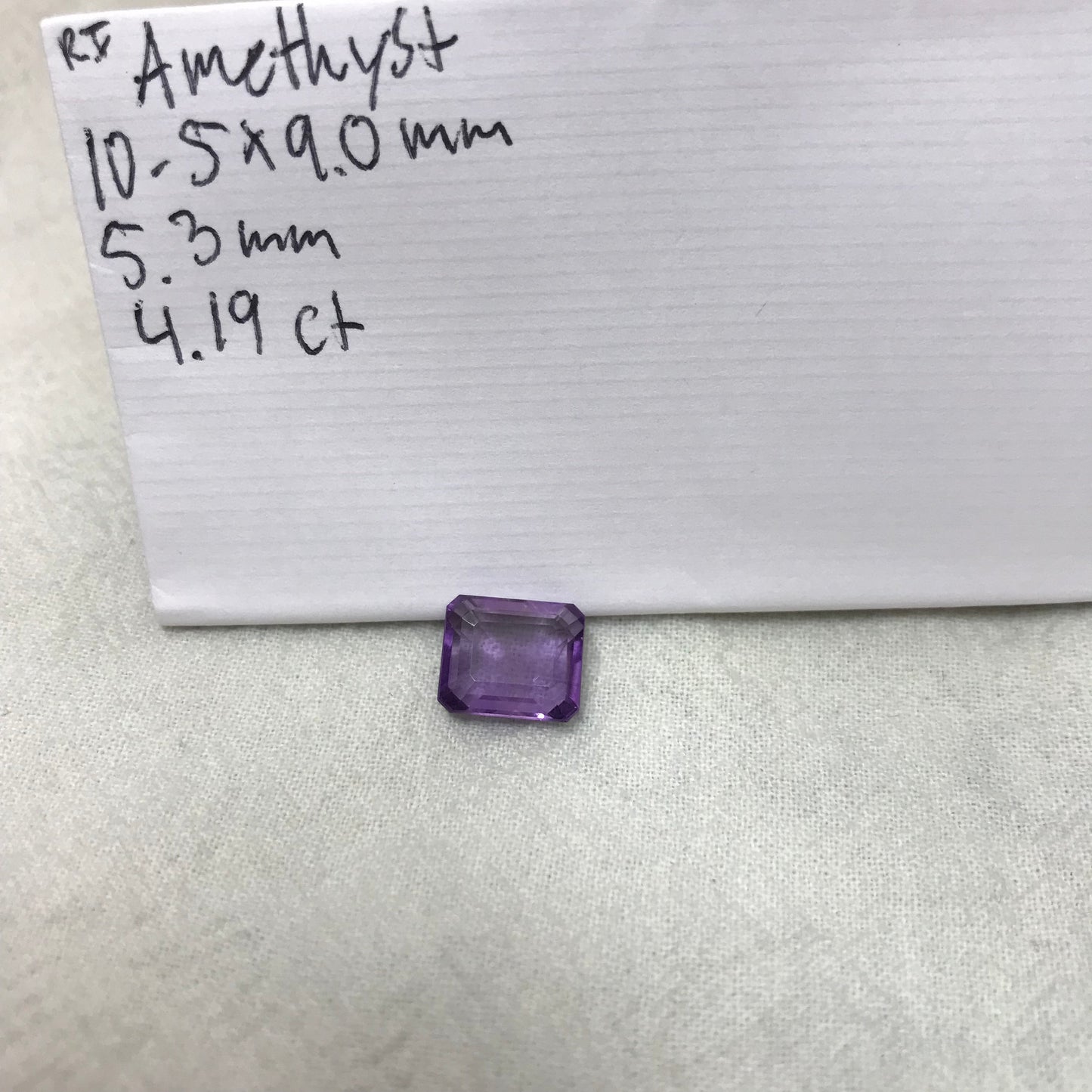 10.5x9 mm Purple Amethyst 4.19 Carat Rectangle Emerald Cut, Faceted Loose Unmounted Recycled/Reclaimed Gemstone