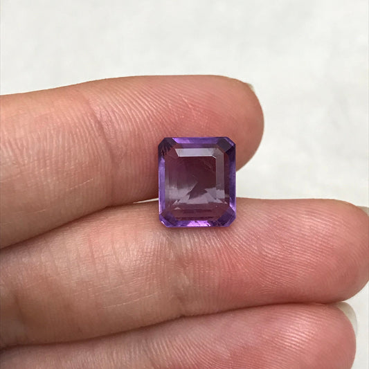 10.5x9 mm Purple Amethyst 4.19 Carat Rectangle Emerald Cut, Faceted Loose Unmounted Recycled/Reclaimed Gemstone