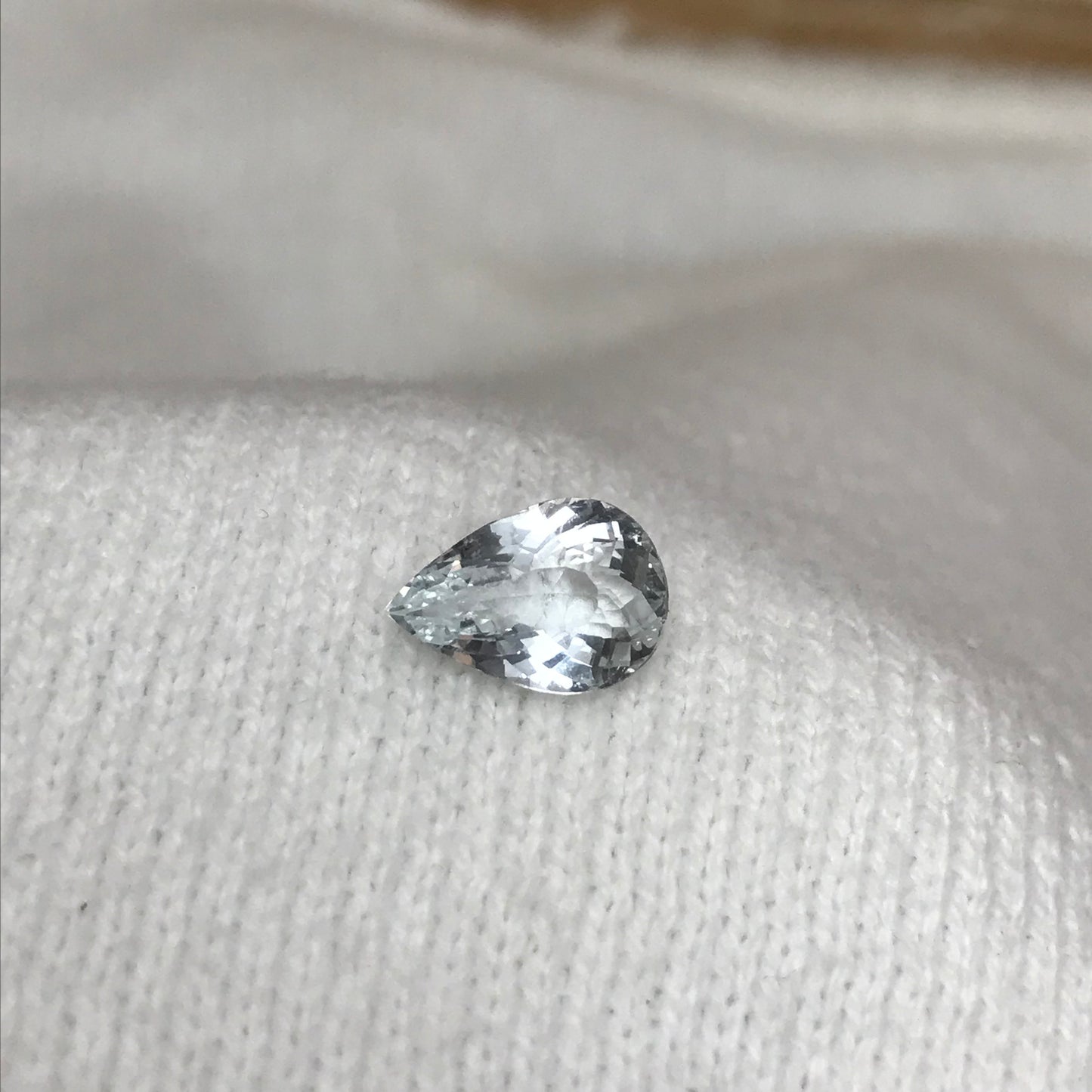 1.77 carat Natural Aquamarine, 10.4x7.2mm, Chipped Light Blue Pear Cut Loose Gem Faceted Gemstone Beryl March Birthstone