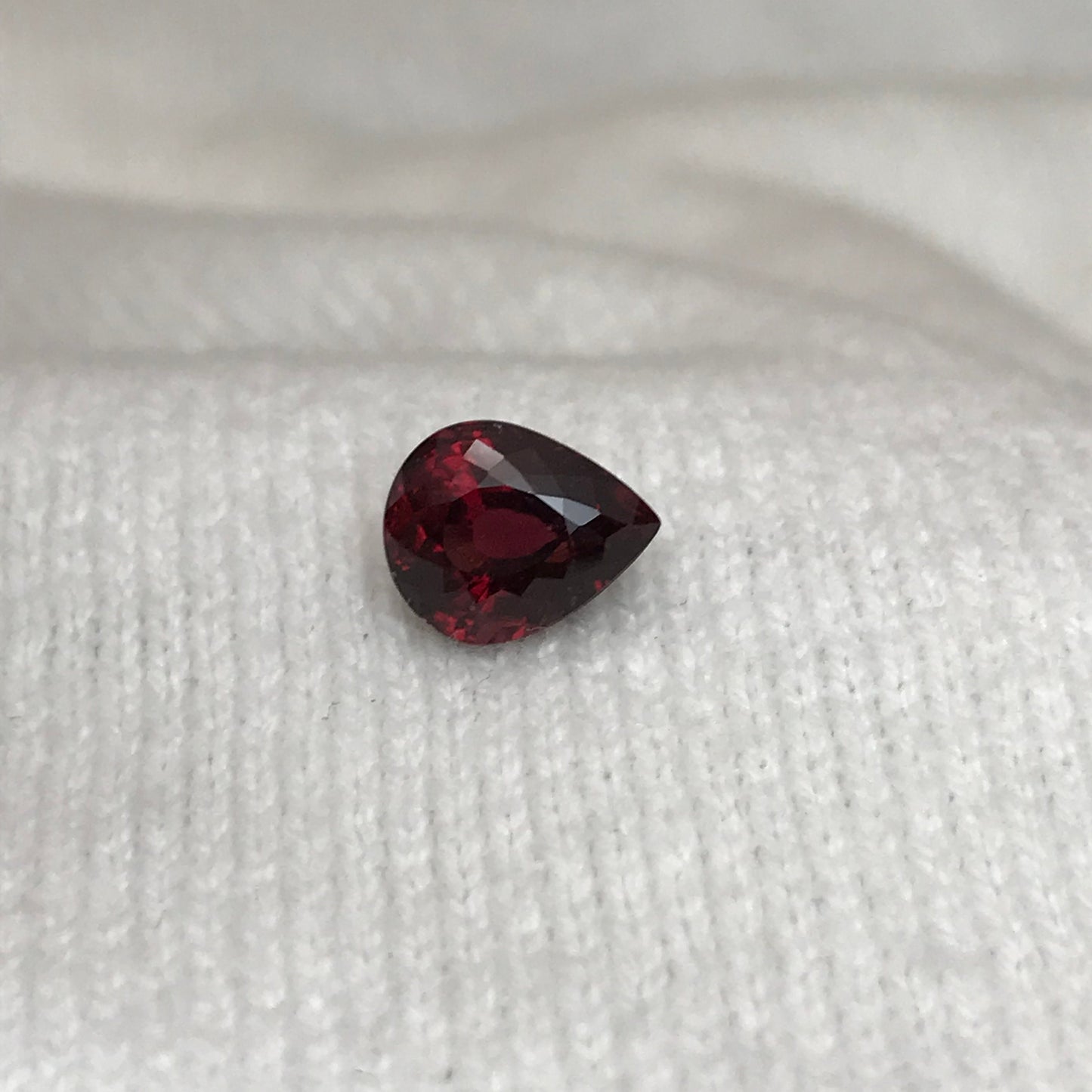 2.97 carat Natural Rhodolite Garnet, 9.5x7.7mm Pear cut Rose Red Garnet, Faceted Raspberry Garnet, Deep Purplish Red, 9.5x7.5mm