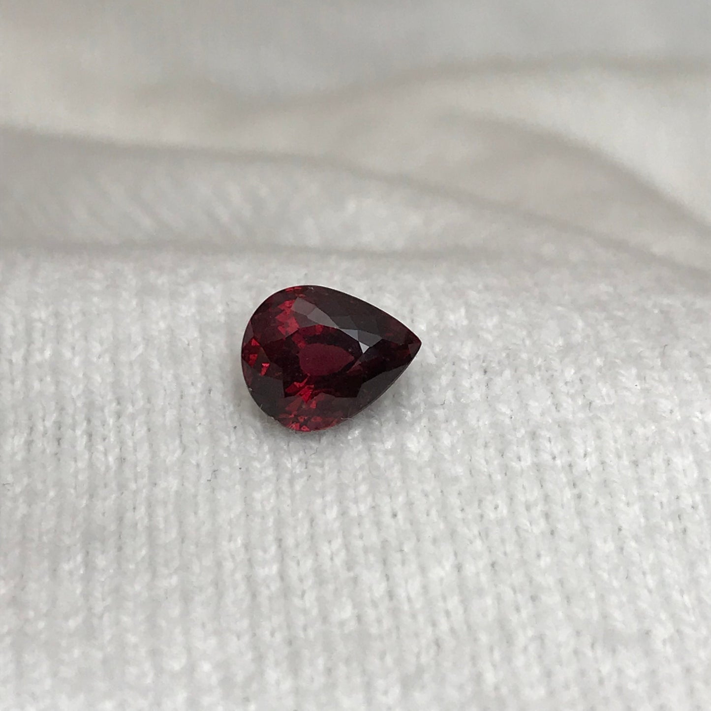 2.97 carat Natural Rhodolite Garnet, 9.5x7.7mm Pear cut Rose Red Garnet, Faceted Raspberry Garnet, Deep Purplish Red, 9.5x7.5mm