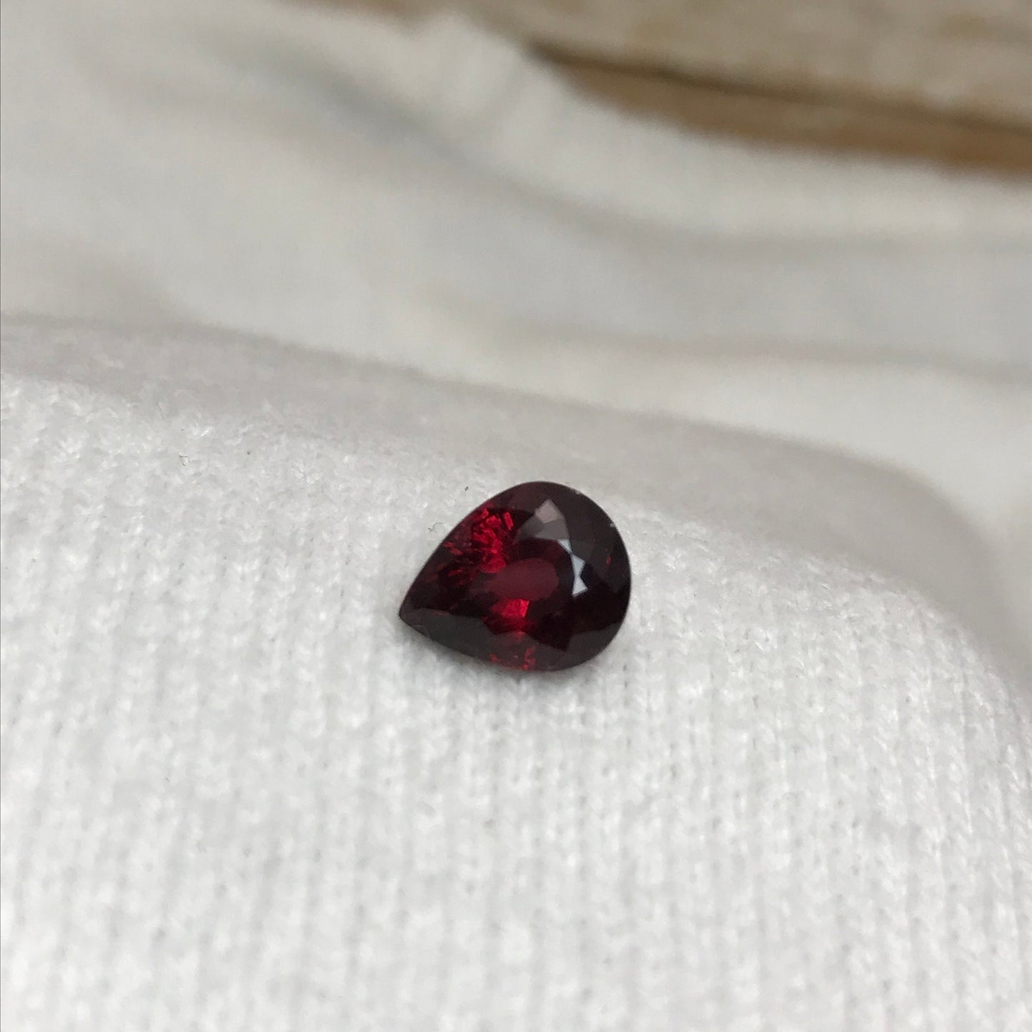 2.97 carat Natural Rhodolite Garnet, 9.5x7.7mm Pear cut Rose Red Garnet, Faceted Raspberry Garnet, Deep Purplish Red, 9.5x7.5mm
