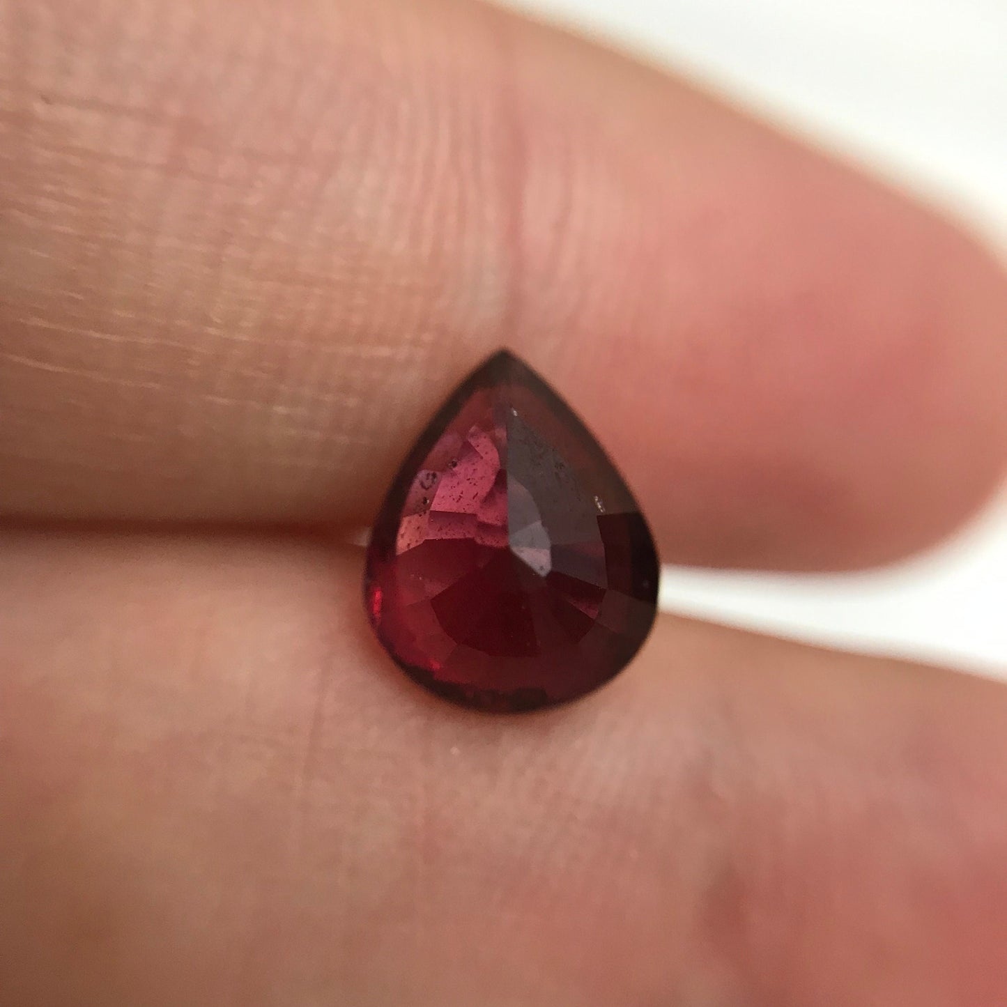 2.97 carat Natural Rhodolite Garnet, 9.5x7.7mm Pear cut Rose Red Garnet, Faceted Raspberry Garnet, Deep Purplish Red, 9.5x7.5mm