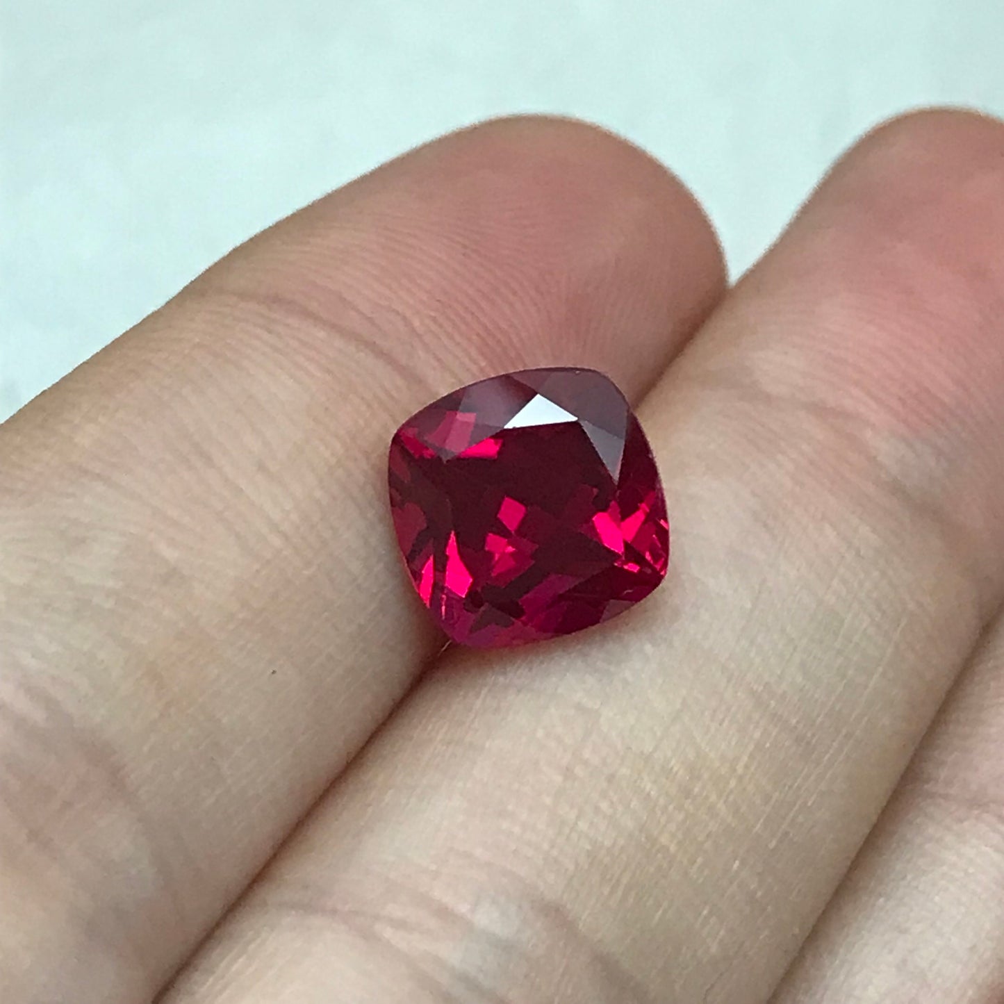 9mm Lab Ruby 4.65 carat Square Cushion Cut, Quality Lab Created Faceted Loose Red Synthetic Corundum