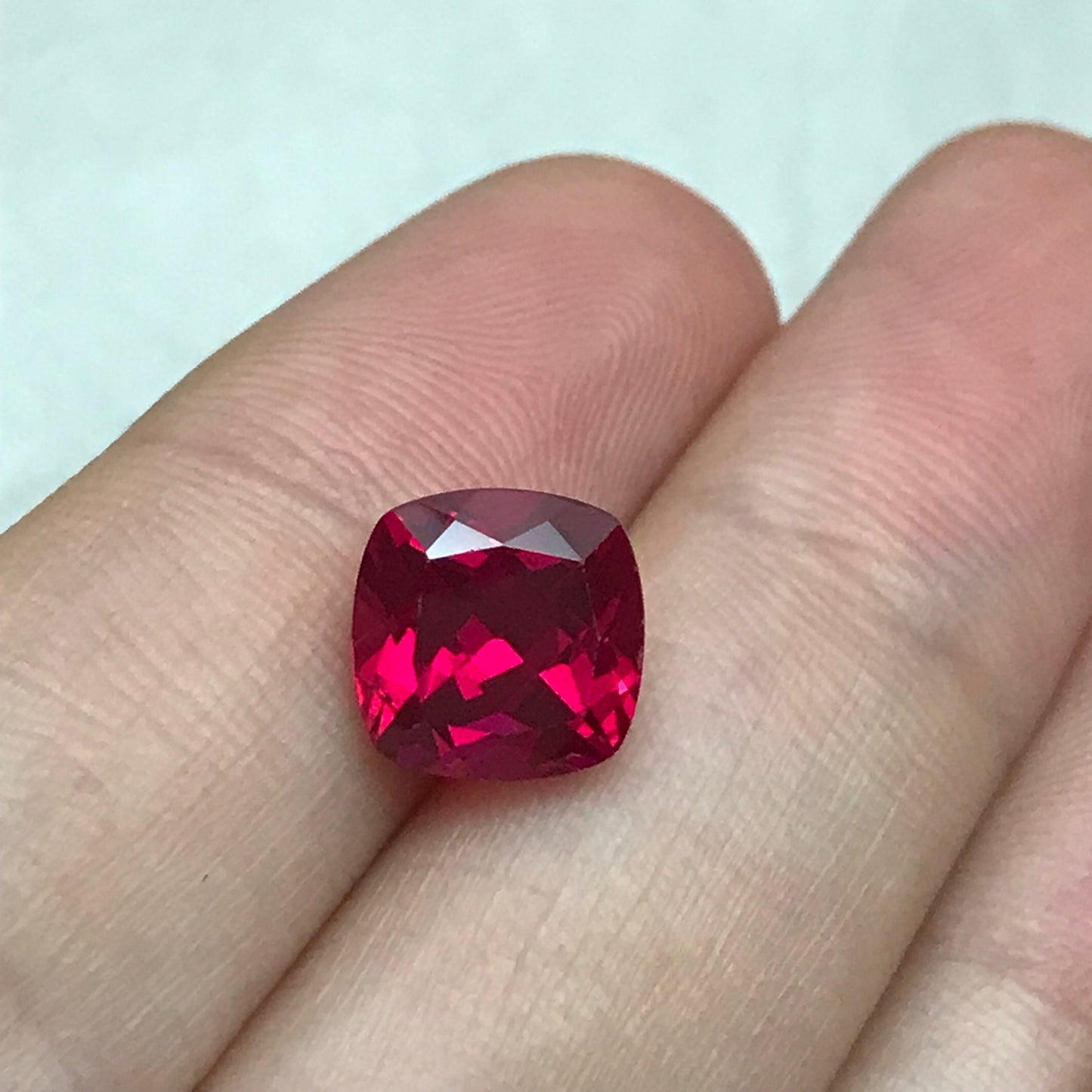 9mm Lab Ruby 4.65 carat Square Cushion Cut, Quality Lab Created Faceted Loose Red Synthetic Corundum