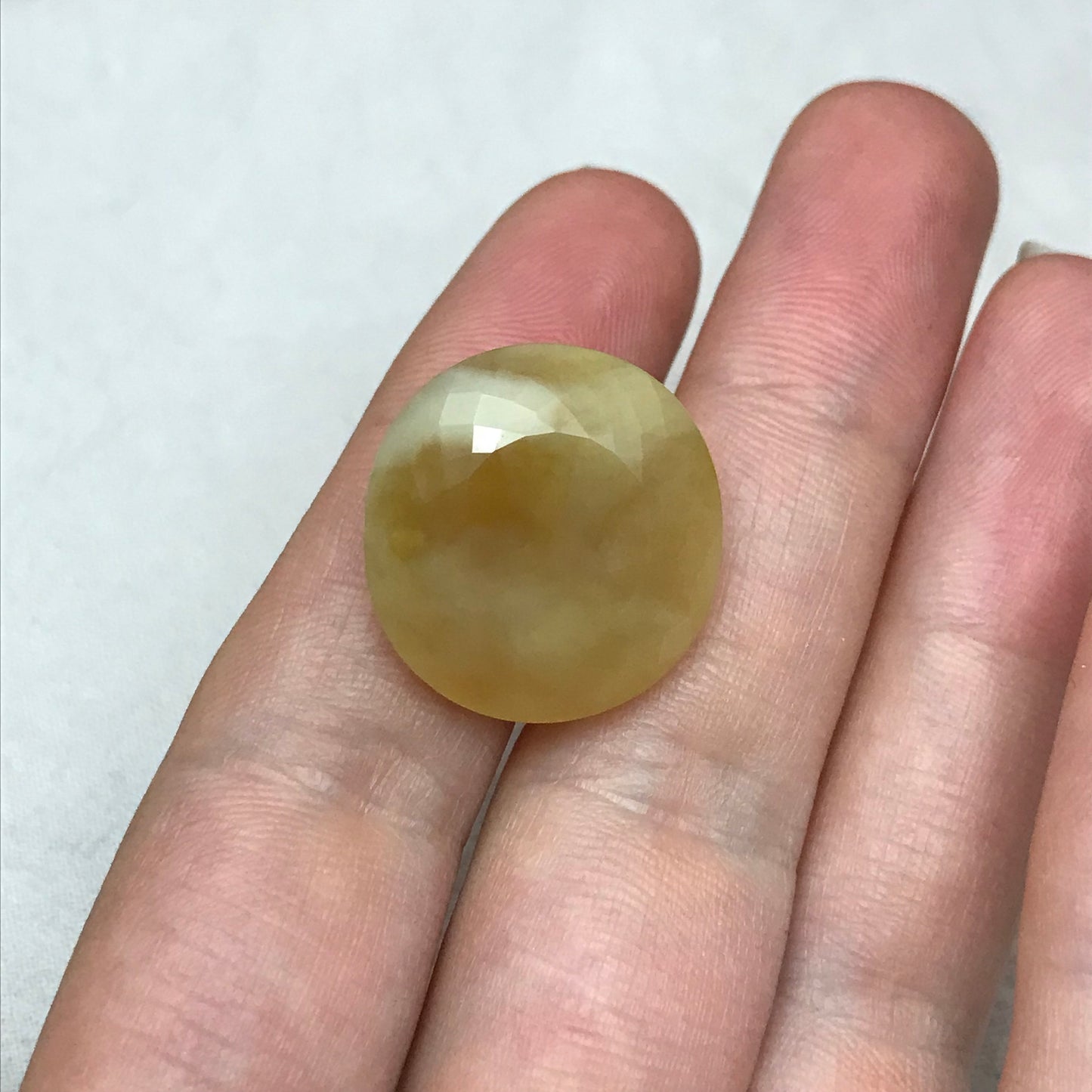 21x20mm Fire Opal 21.37 carat, Milky Yellow Mexican Fire Opal, Carat Natural Loose Gemstone, October Birthstone, Faceted Large Stone