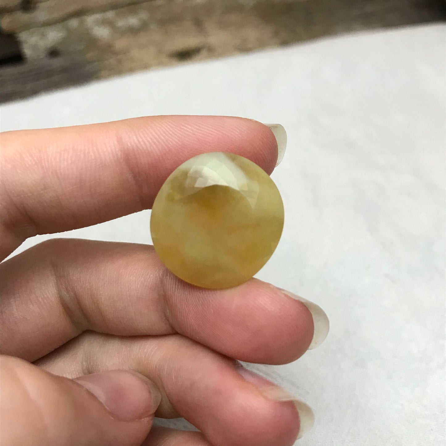 21x20mm Fire Opal 21.37 carat, Milky Yellow Mexican Fire Opal, Carat Natural Loose Gemstone, October Birthstone, Faceted Large Stone