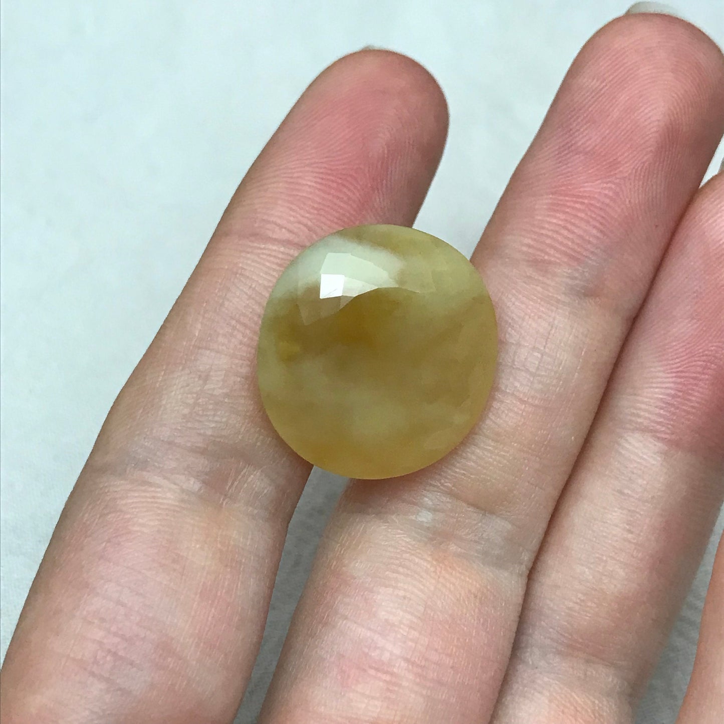 21x20mm Fire Opal 21.37 carat, Milky Yellow Mexican Fire Opal, Carat Natural Loose Gemstone, October Birthstone, Faceted Large Stone