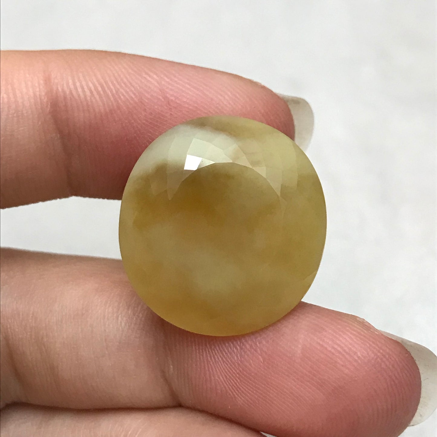 21x20mm Fire Opal 21.37 carat, Milky Yellow Mexican Fire Opal, Carat Natural Loose Gemstone, October Birthstone, Faceted Large Stone