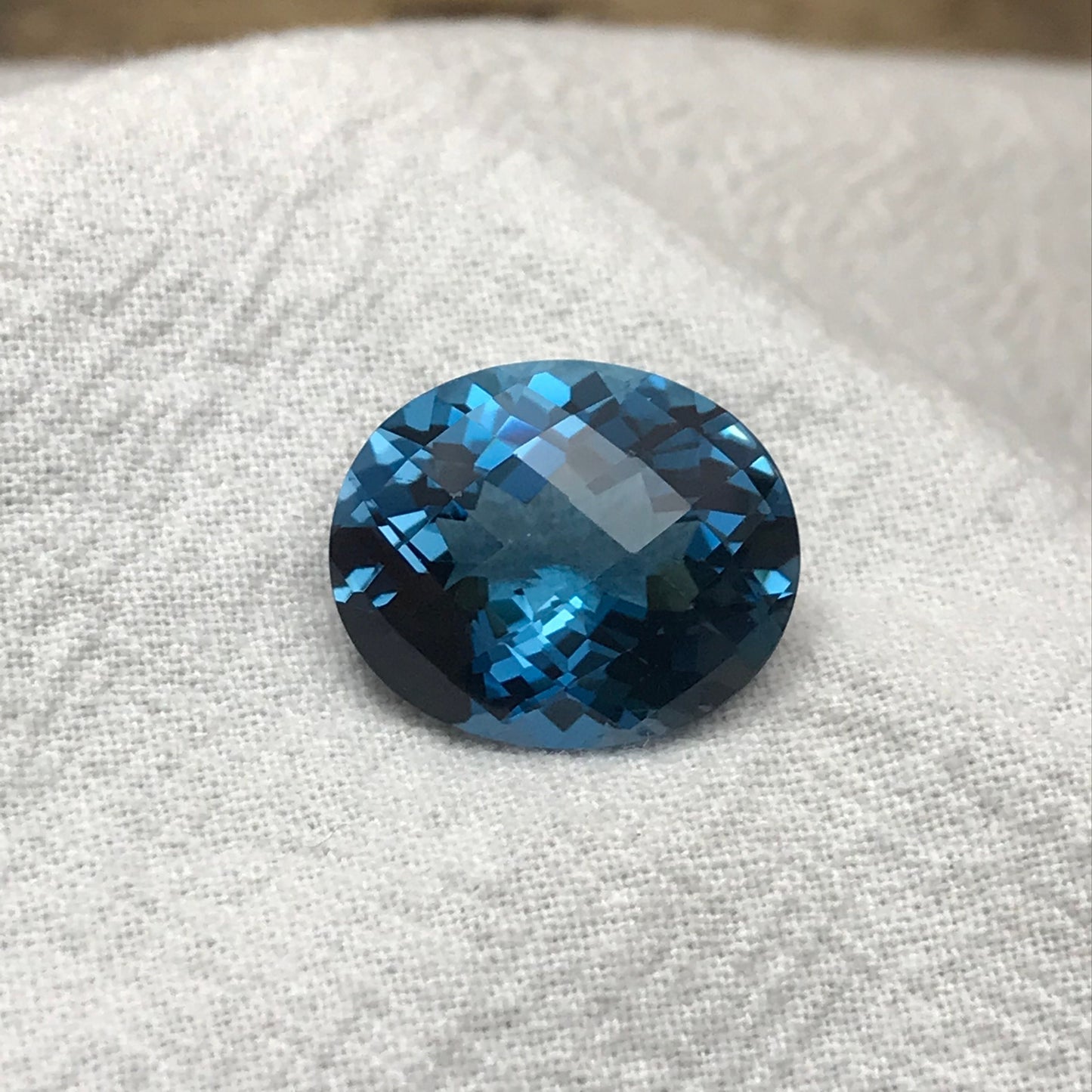 16 carat London Blue Topaz 17x14 Oval Checkerboard Cut, Faceted London Blue Loose Topaz, December Birthstone, Recycled Gems