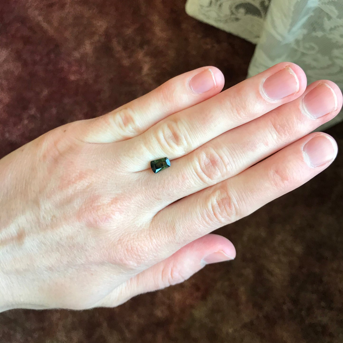 1.34 ct Natural Green Fancy Cut Sapphire 7.6x5mm Trapezoid cut Genuine Loose Unmounted Faceted Gemstone Bluish Green Sapphire