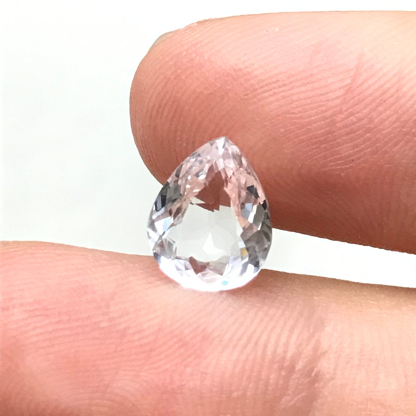 2 CT Very Light Morganite 10x8mm Pear Cut, Nearly Colorless Pink Beryl Loose Gemstone,