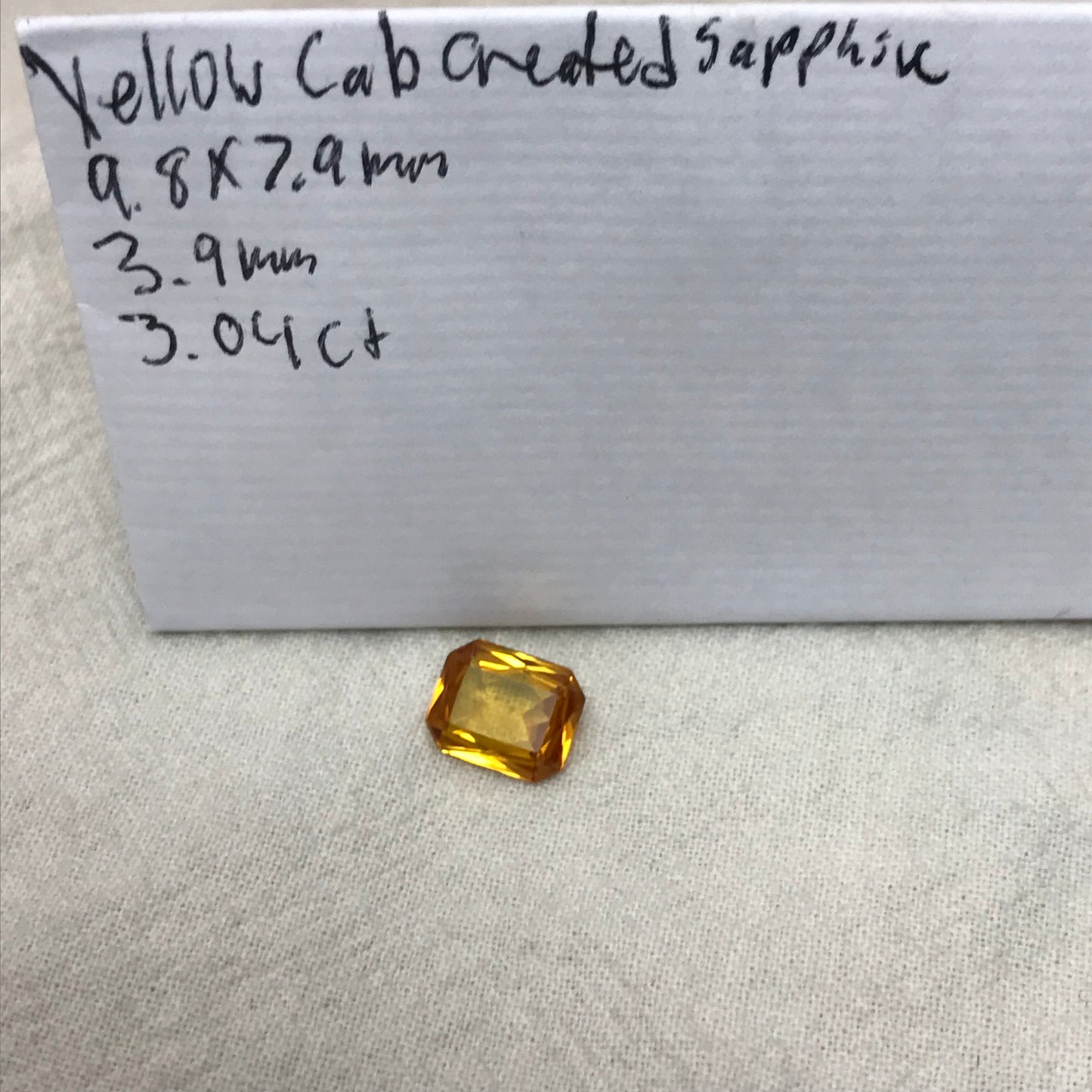 Orangey Yellow Lab Sapphire 3 Carat 10x8mm Rectangle Cut, Unmounted Faceted Loose Gemstones Synthetic Corundum