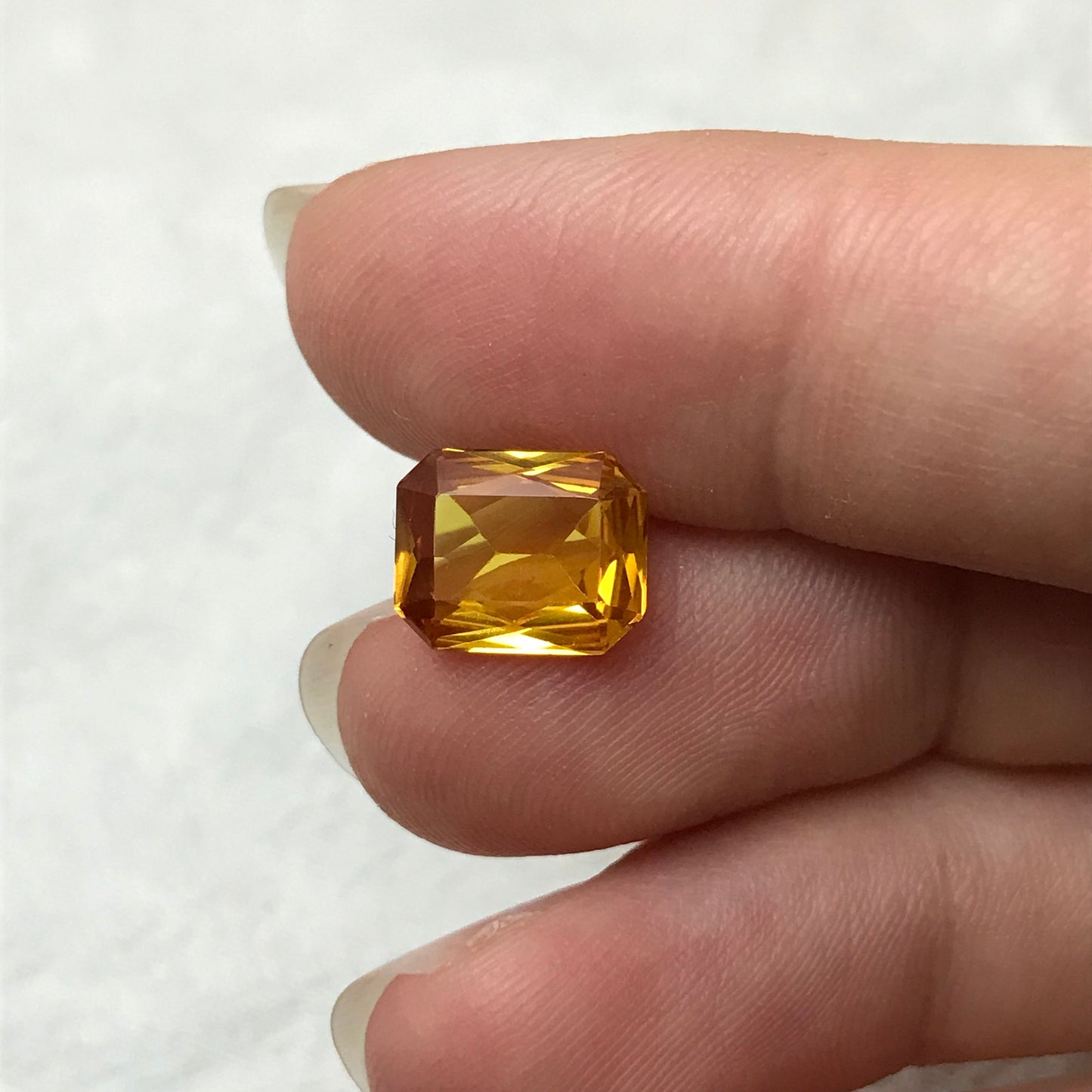 Orangey Yellow Lab Sapphire 3 Carat 10x8mm Rectangle Cut, Unmounted Faceted Loose Gemstones Synthetic Corundum