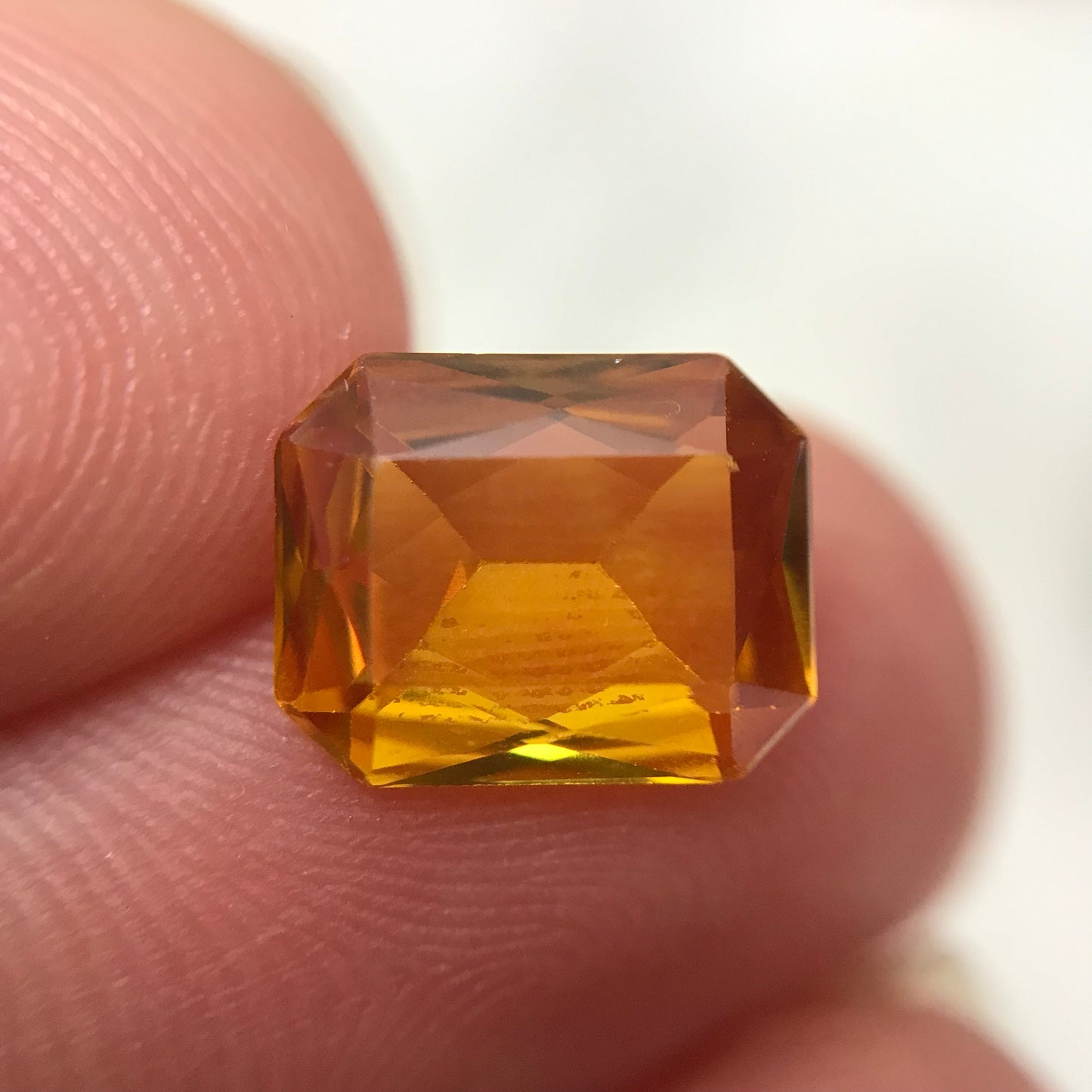 Orangey Yellow Lab Sapphire 3 Carat 10x8mm Rectangle Cut, Unmounted Faceted Loose Gemstones Synthetic Corundum
