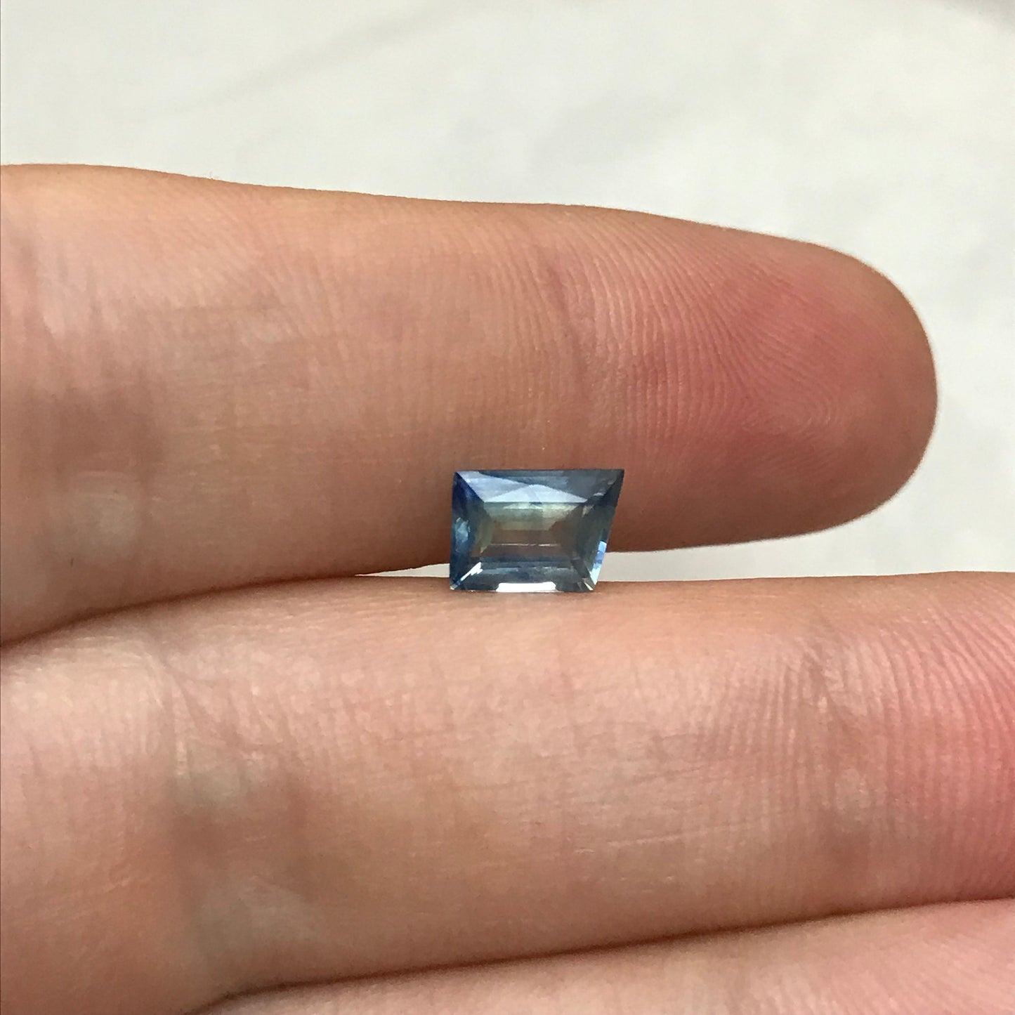 7x5mm Natural Light Blue Whistle Cut Sapphire 1.20 carat Loose Faceted Gemstone Bi-Color Light/Medium Blue Sapphire